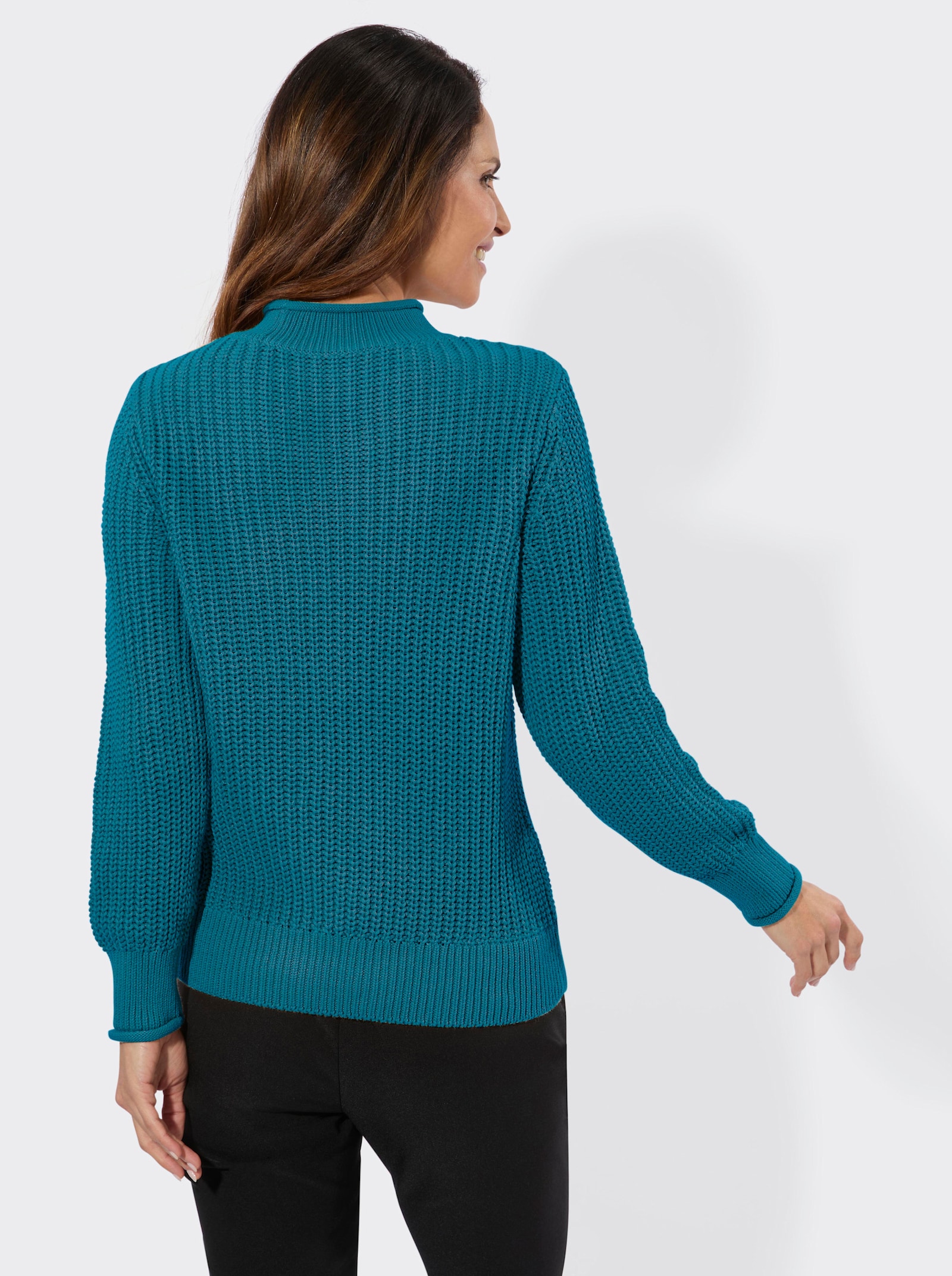 Stehkragenpullover in Patentstrick - aquapetrol