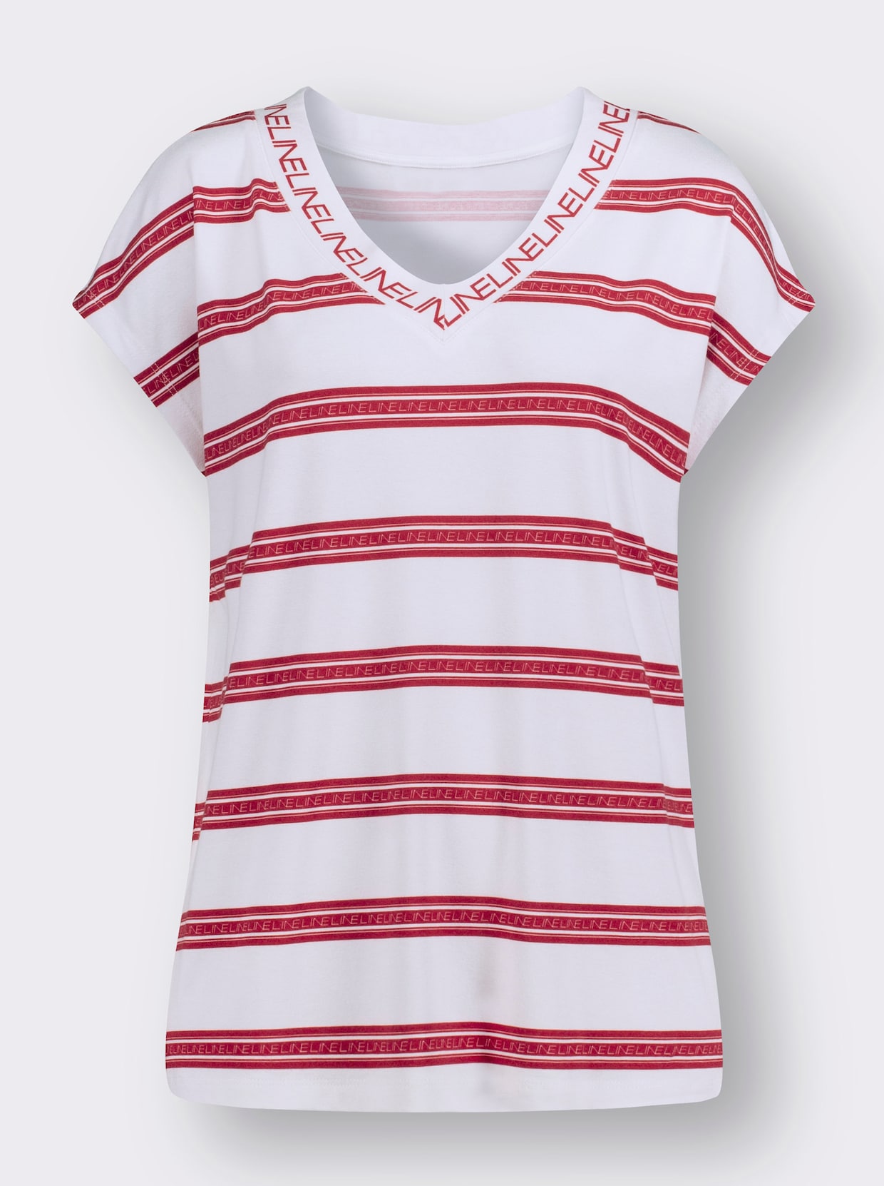 Shirt met v-hals - wit/rood geprint