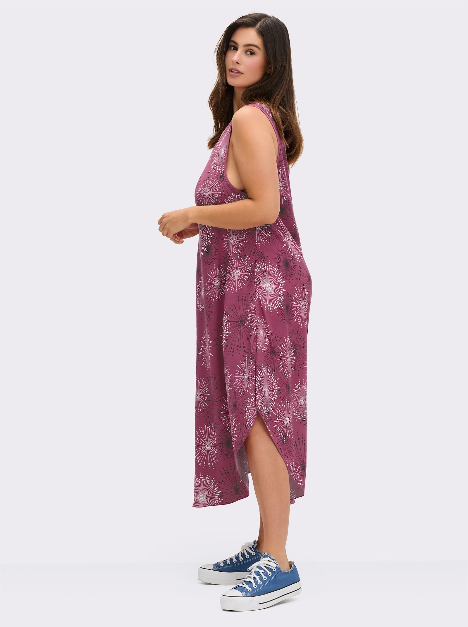 Druckkleid mit Blüten-Muster, figurumspielend - beere-graphit-bedruckt