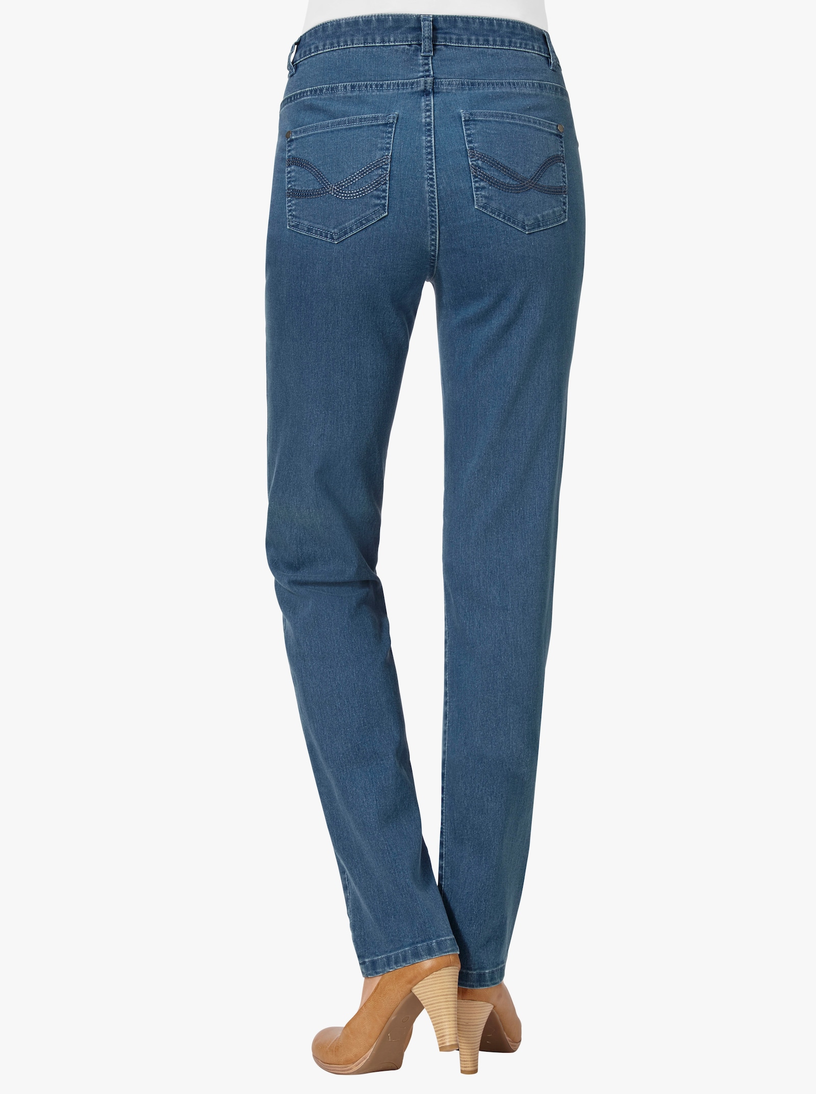 5-pocketjeans met geborduurde achterzakken - blue-bleached