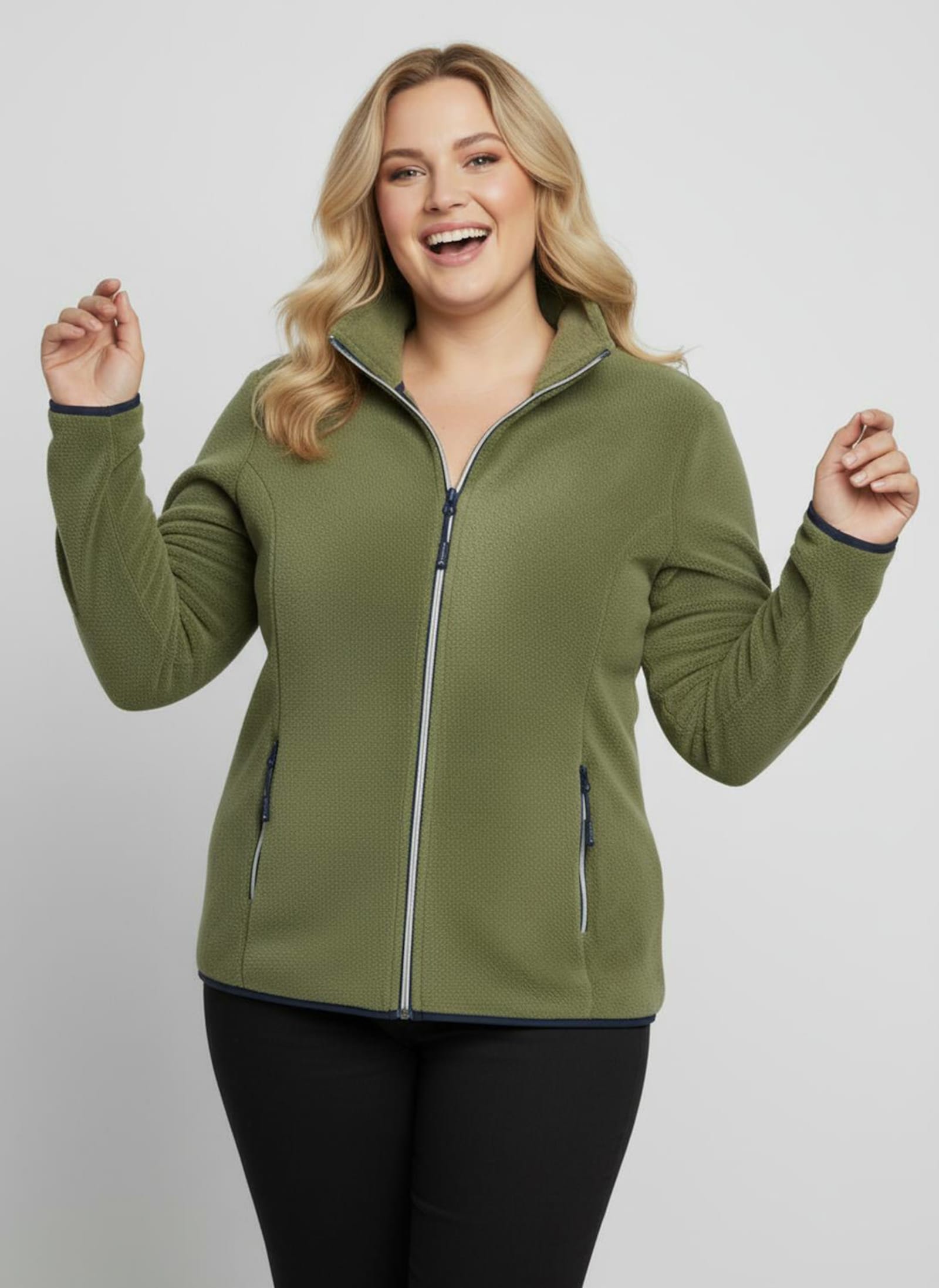 Fleecejacke mit Reißverschluss-Taschen - schilf