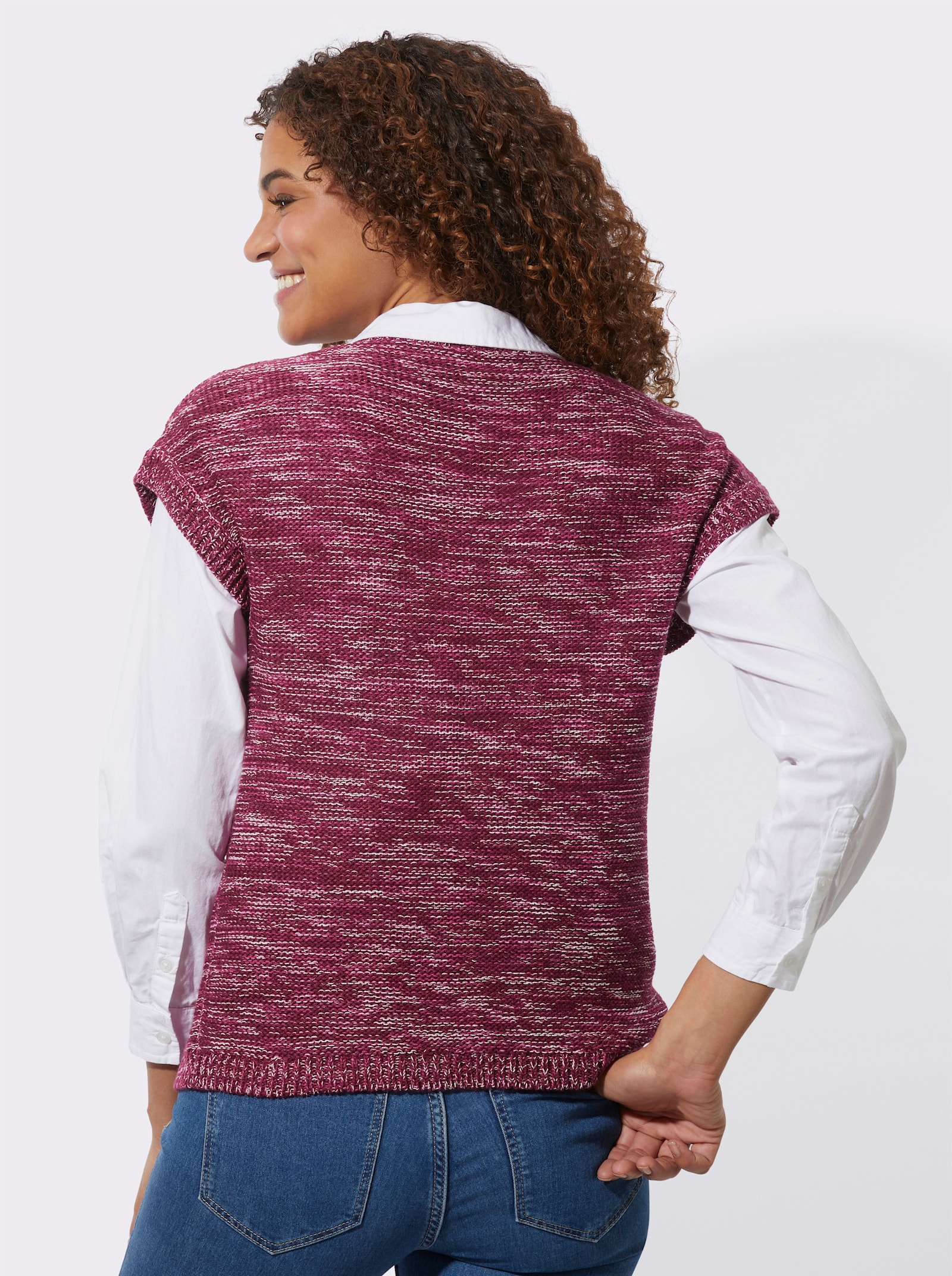 Pullunder in Melange-Optik - bordeaux-meliert