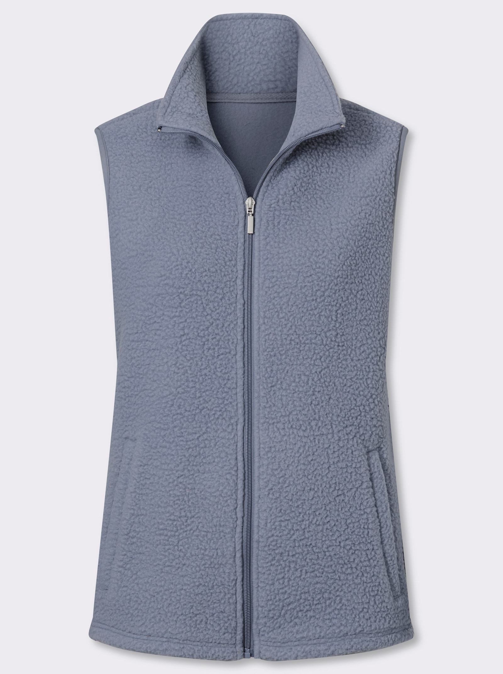 Fleeceweste mit Stehkragen - taubenblau
