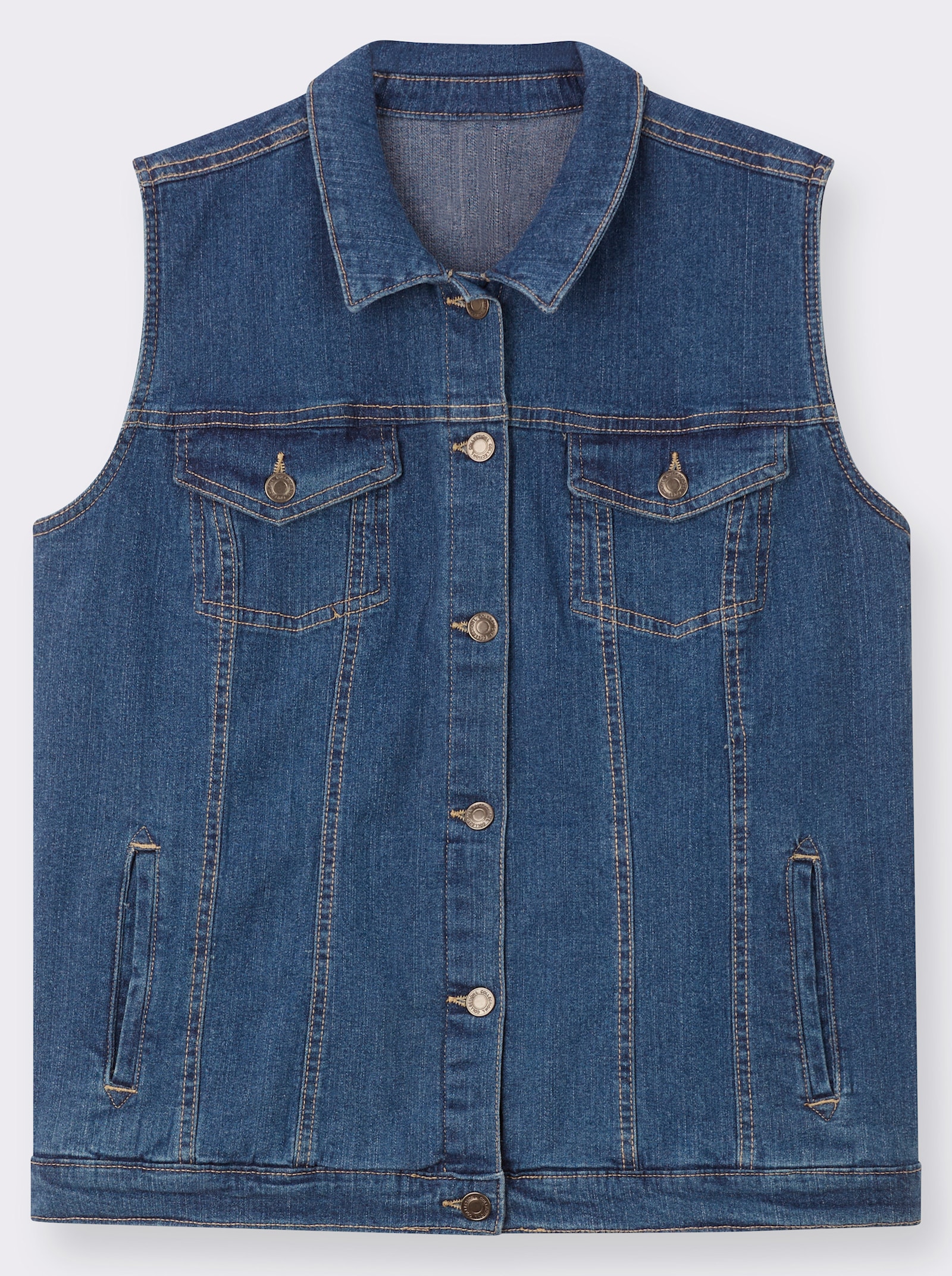 Jeansweste mit weitenverstellbarem Saum - blue-stone-washed