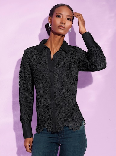 Kanten blouse - zwart