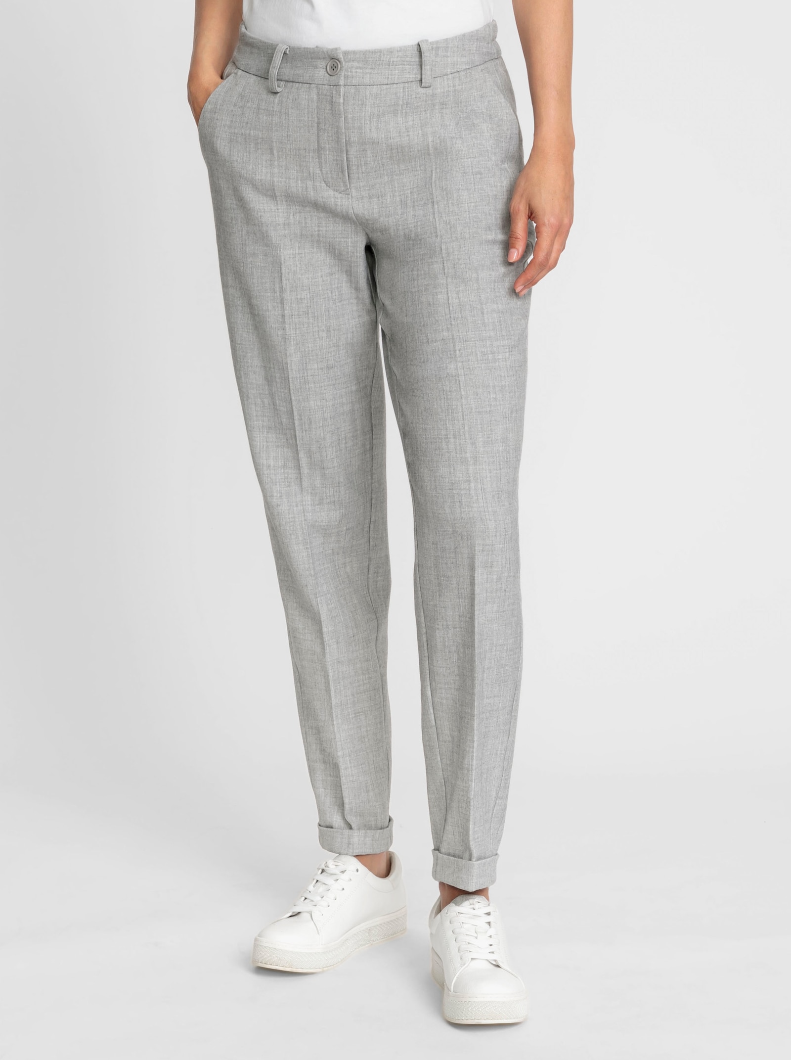 Webhose mit Bügelfalten - hellgrau-meliert
