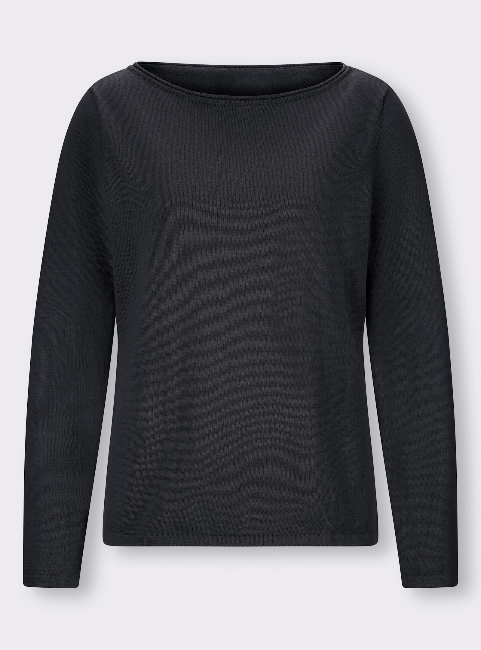 heine Baumwollpullover mit leichtem U-Boot-Ausschnitt - marine