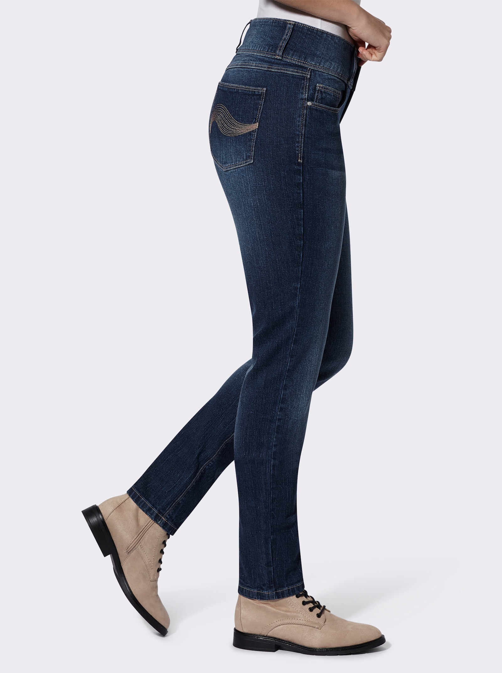 5-pocketjeans met hoge band - dark-blue