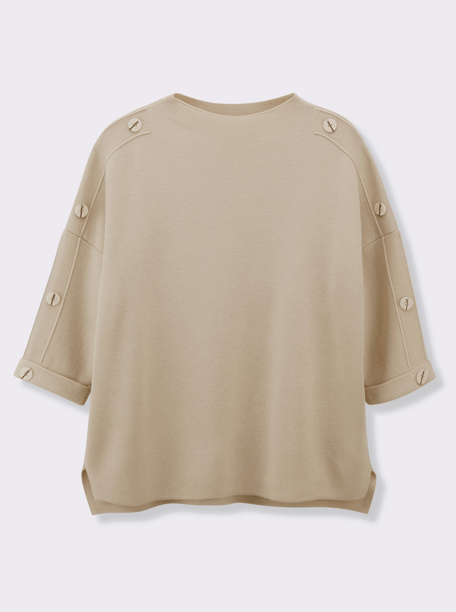 Wollpullover mit Seitenschlitzen - sand