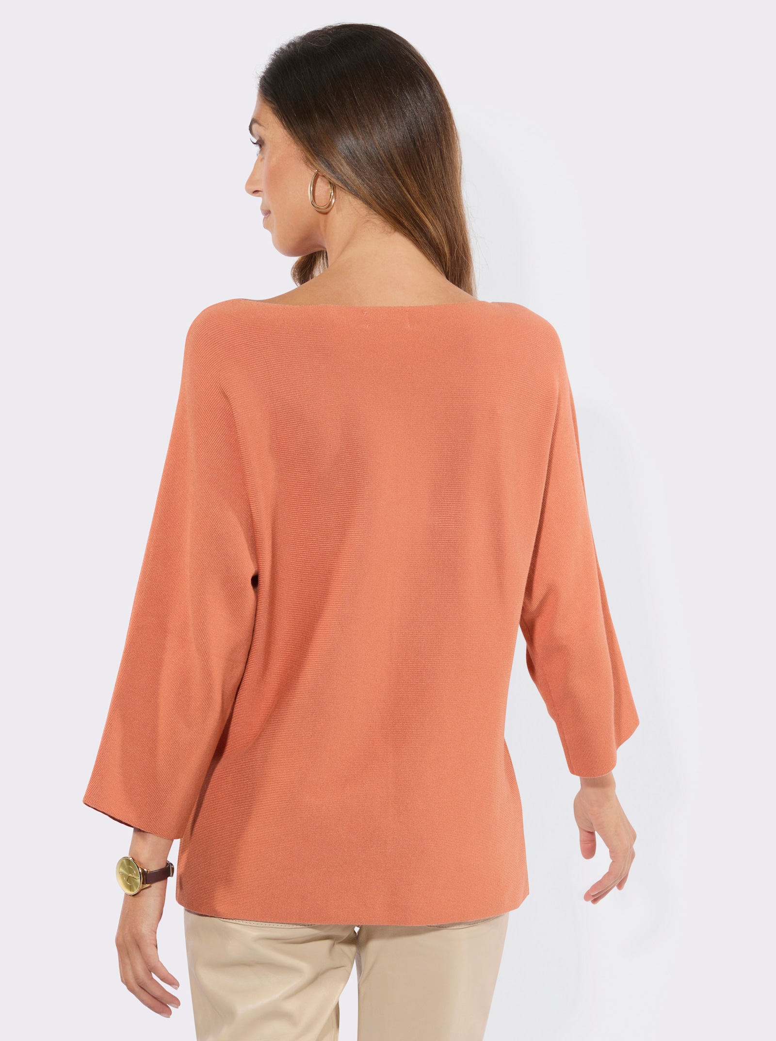 3/4-Arm-Pullover mit Fledermaus-Ärmeln - papaya