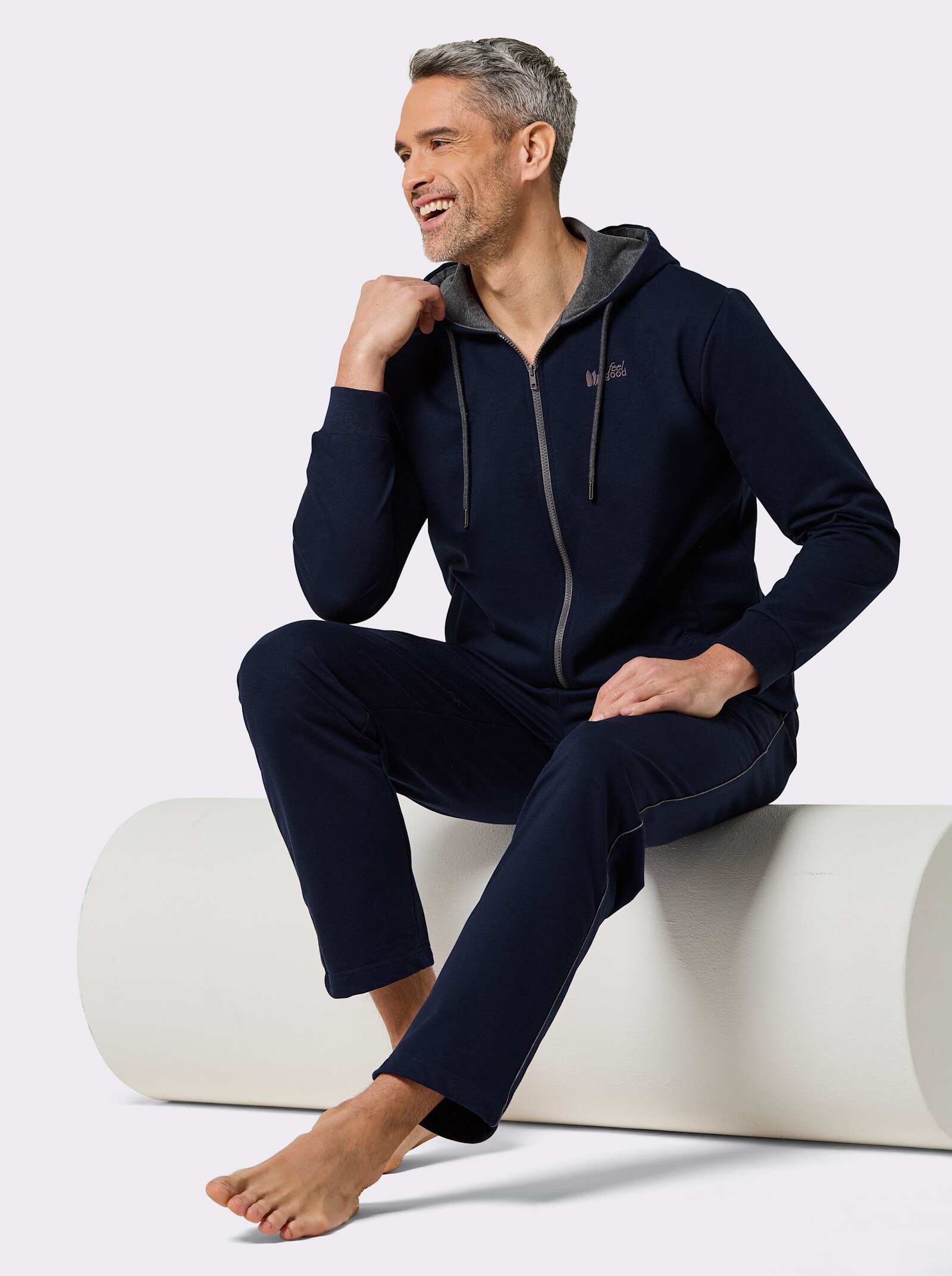 feel good Hausanzug - marine-anthrazit-meliert