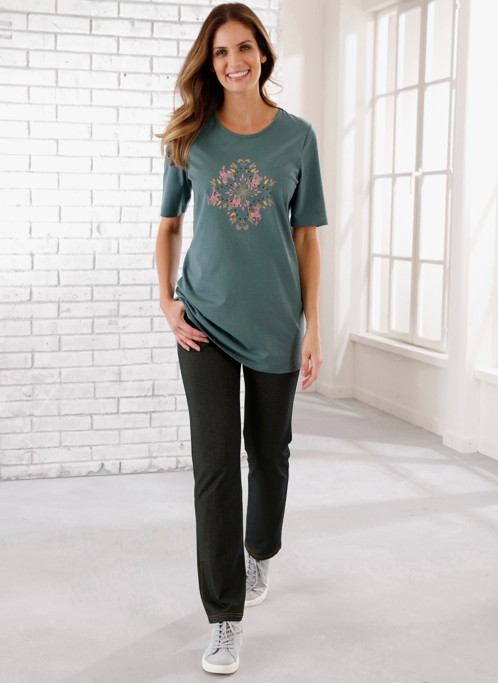 Freizeithose mit Kontrastnähten - black-denim