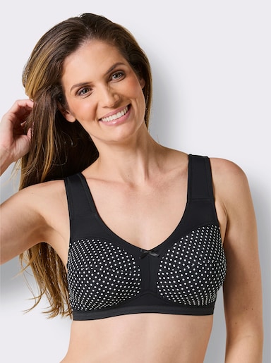 wäschepur Entlastungs-BH ohne Bügel mit Tupfen-Dessin - schwarz-bedruckt