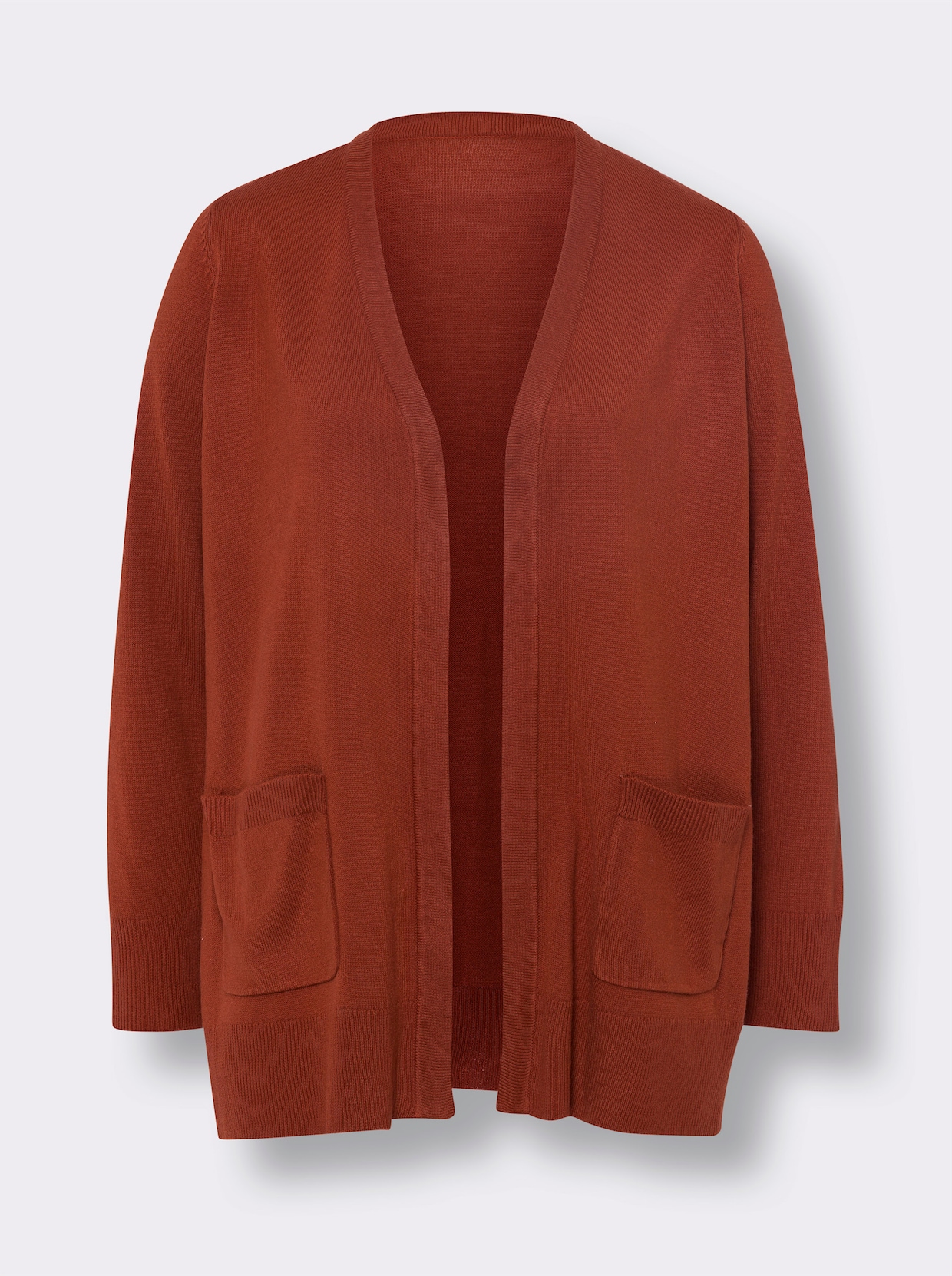 Úpletový kabátik s dlhými rukávmi - hrdzavočervená