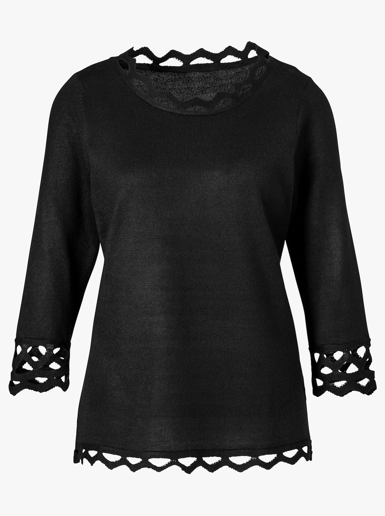 3/4 Arm-Pullover - schwarz