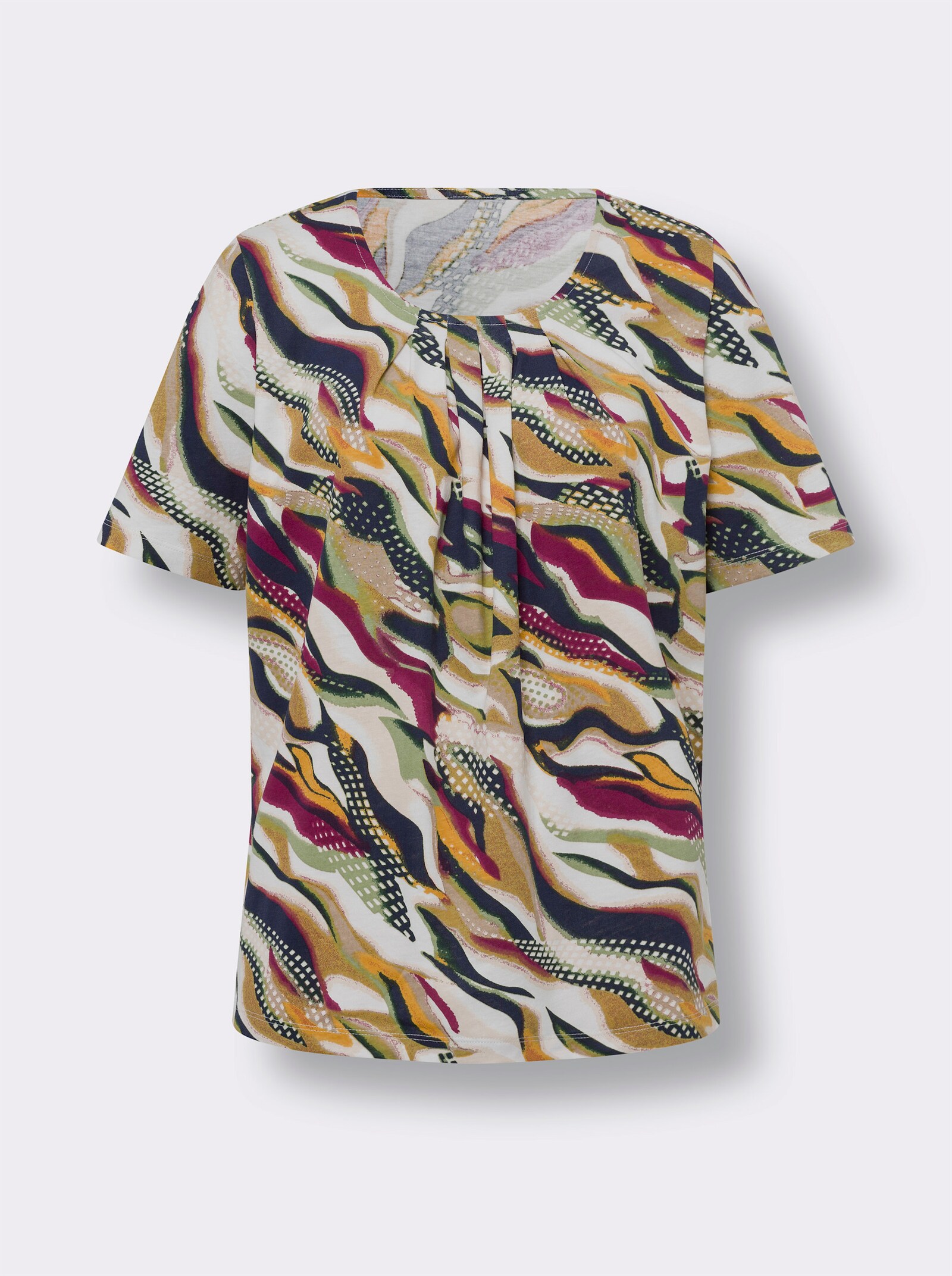 Shirt met korte mouwen en grafische print - ecru/malve bedrukt