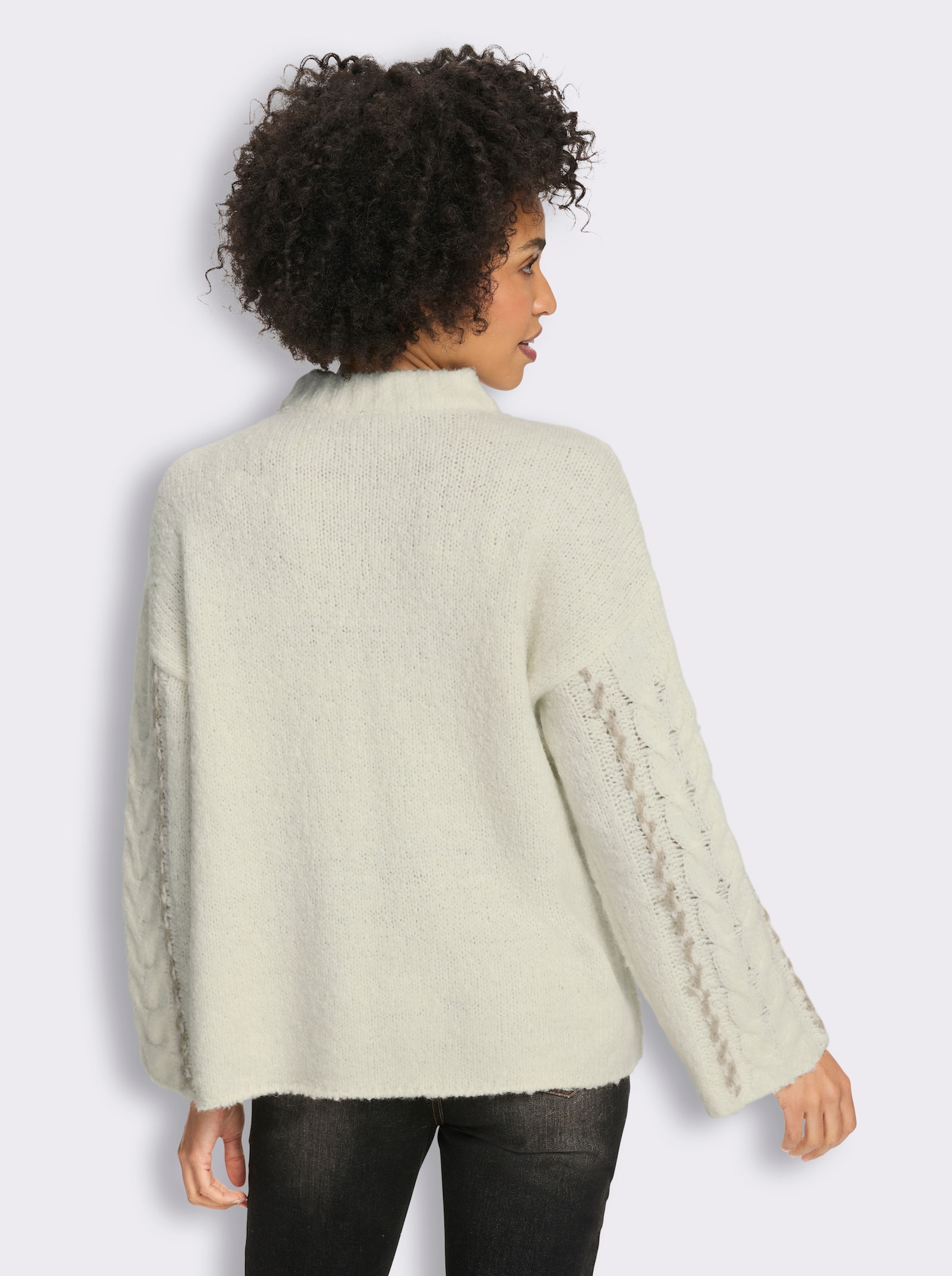 heine Strickpullover mit Zopfmuster - champagner