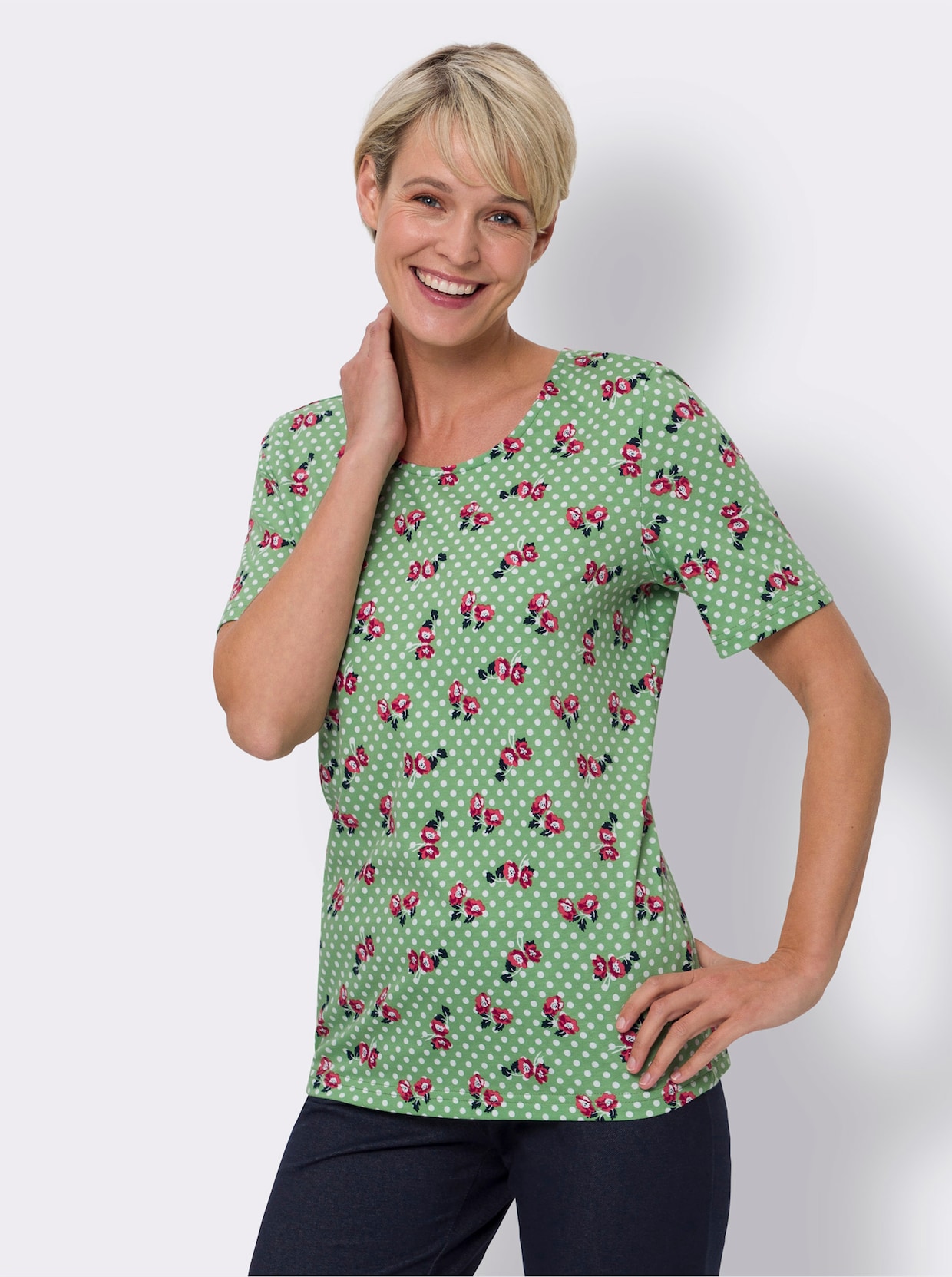 Shirt met korte mouwen - appelgroen/rood bedrukt