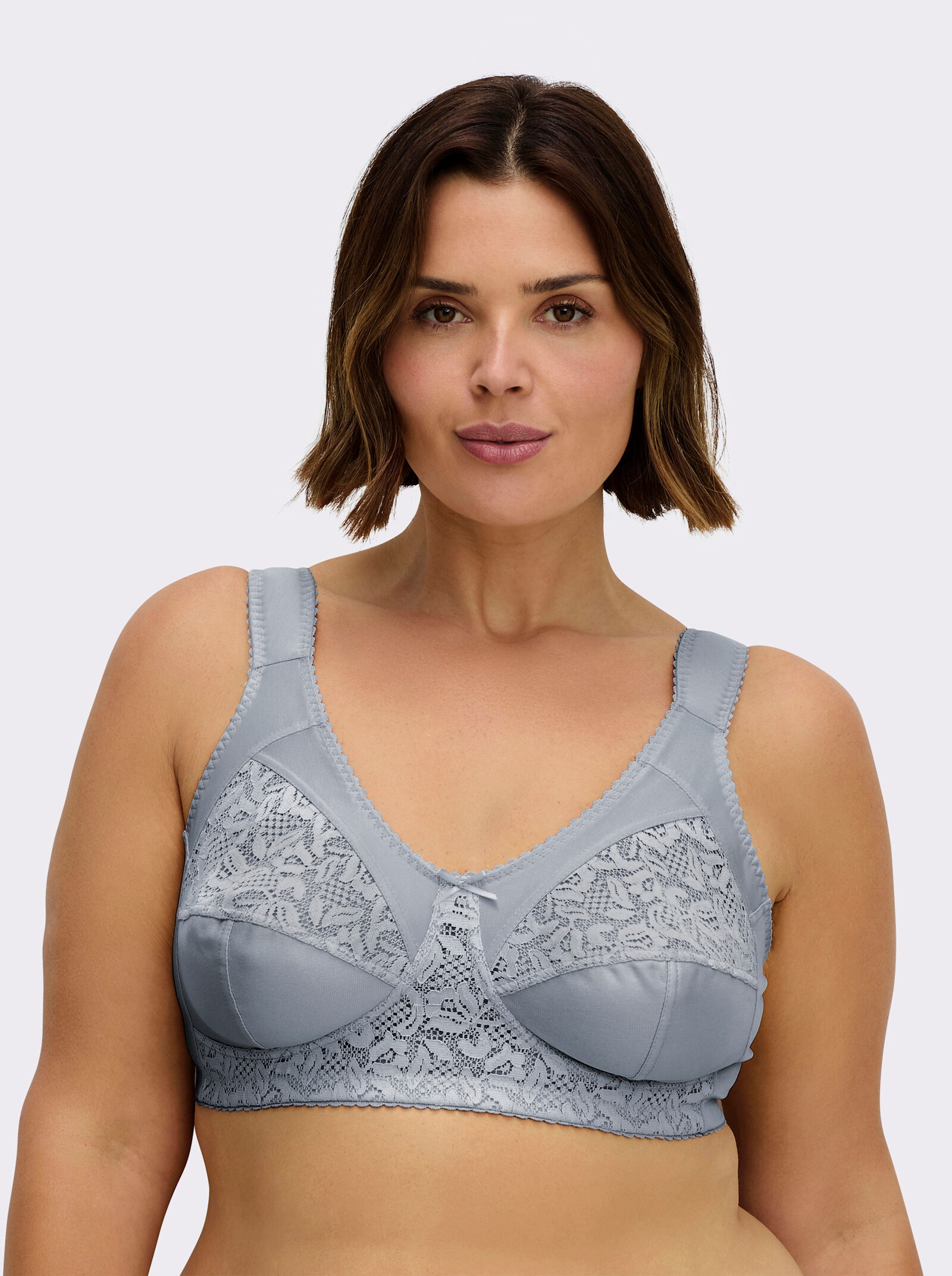 wäschepur Entlastungs-BH ohne Bügel mit Stretch-Spitze - silberfarben