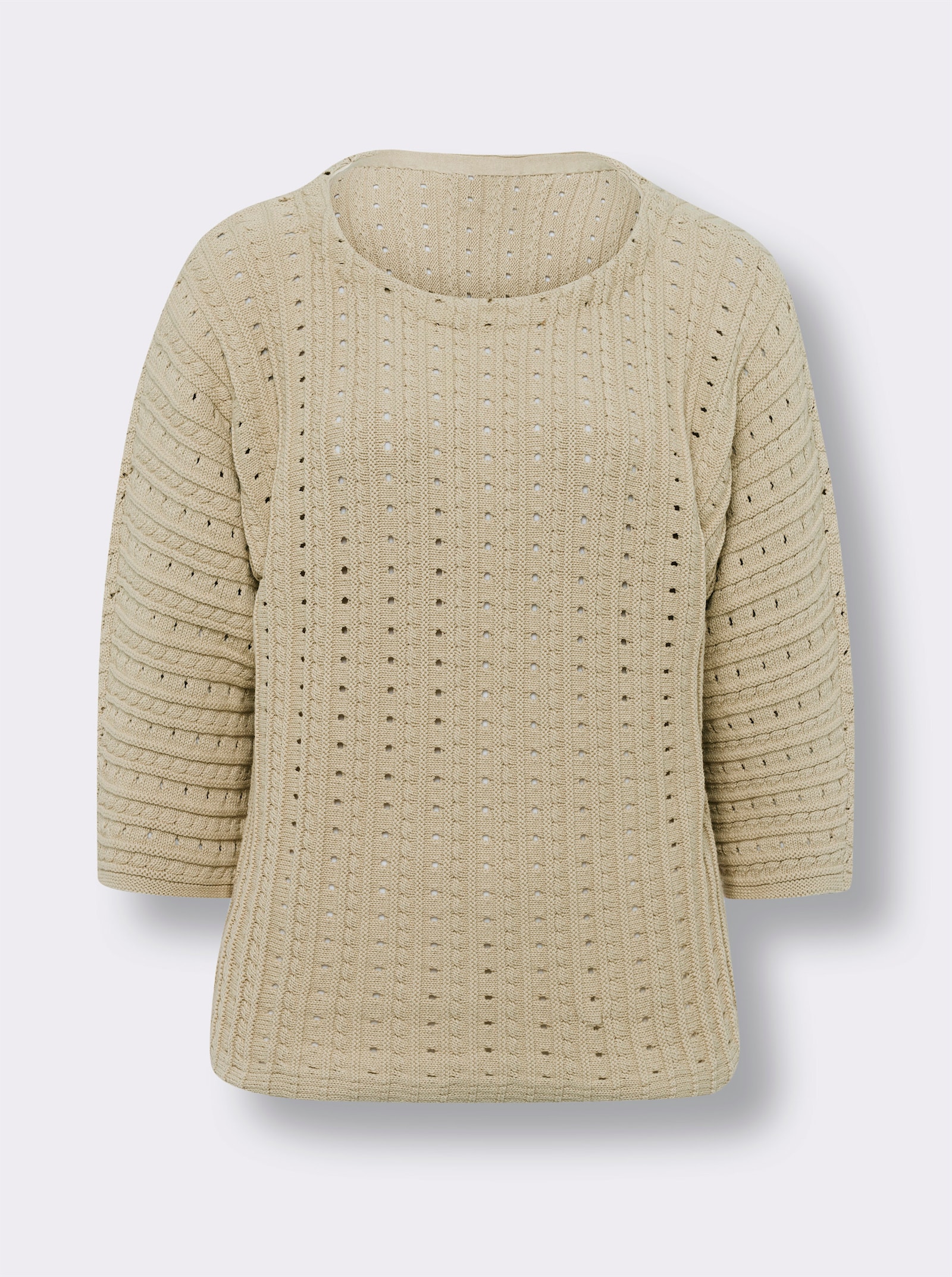 heine Ajourpullover mit Fledermausärmeln - sand