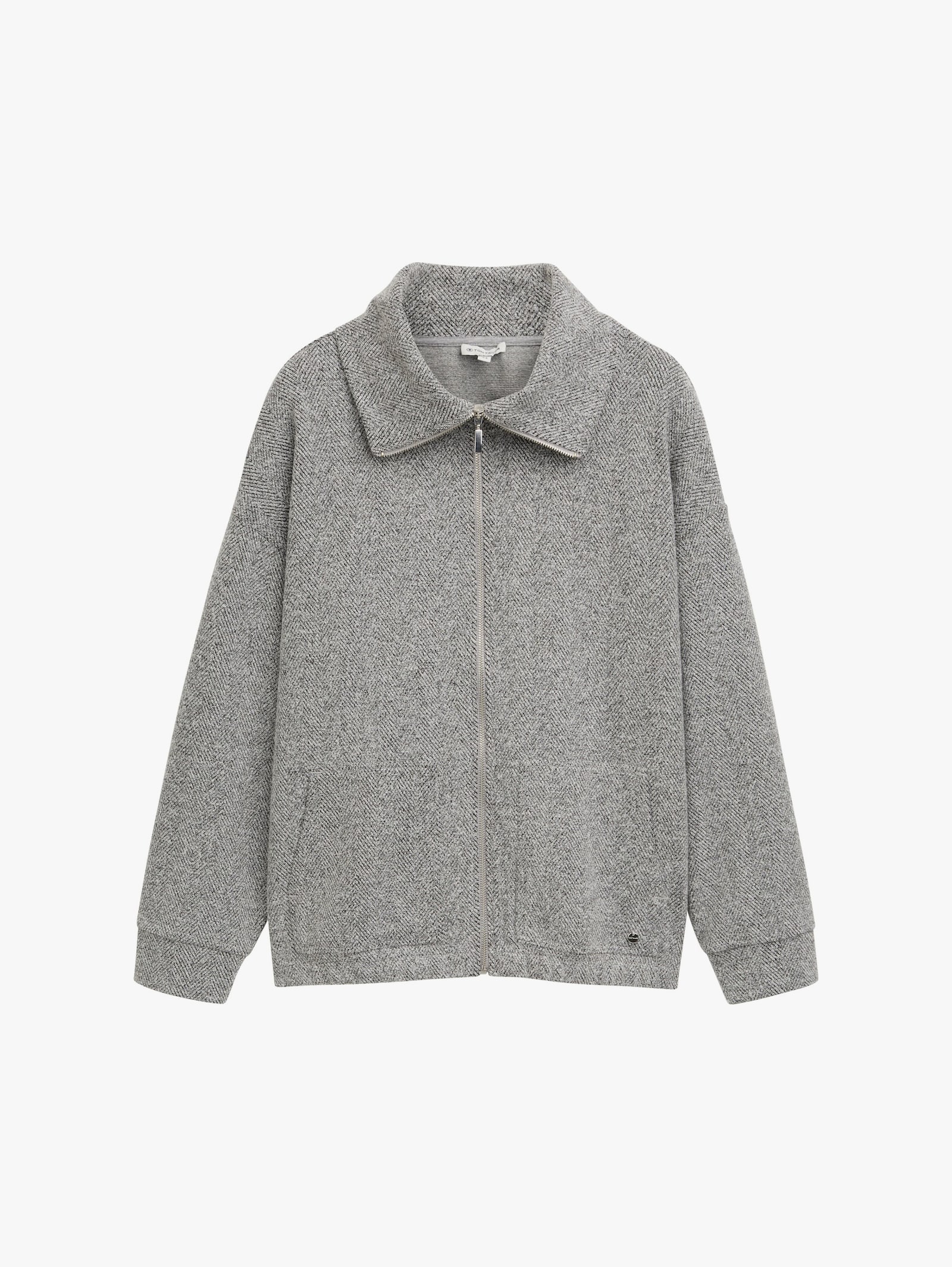 Sweatjacke - grey heringbone boucle