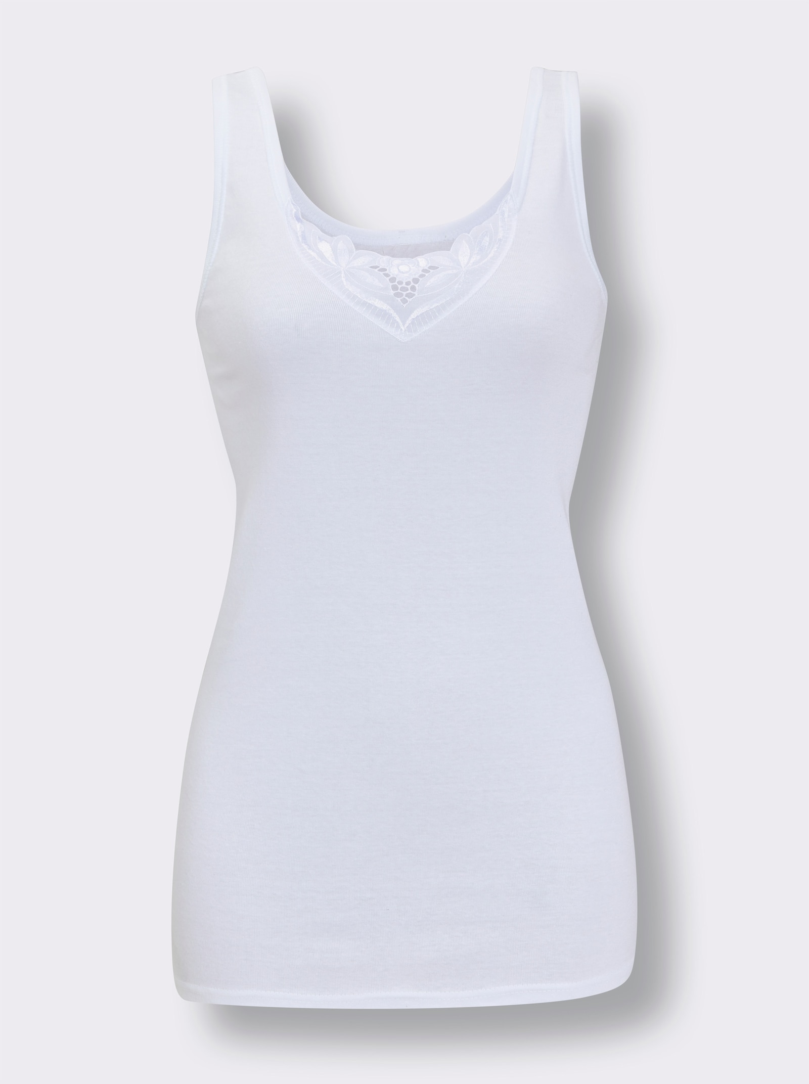 wäschepur Achselhemd mit verschiedenen Spitzen-Motiven - weiß