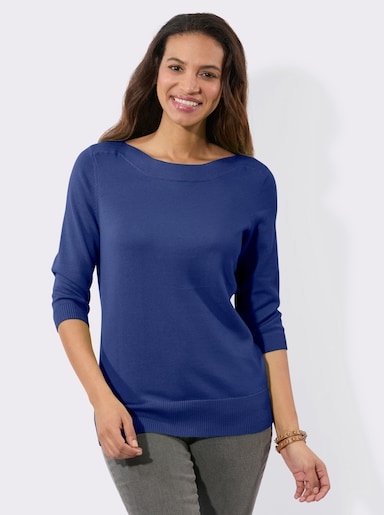 3/4-Arm-Pullover mit U-Boot-Ausschnitt - royalblau