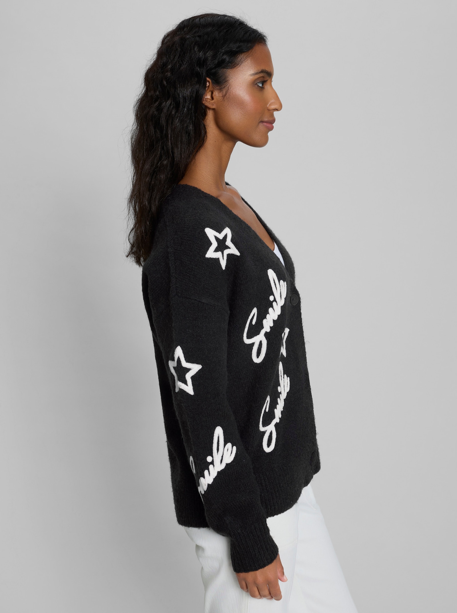 heine Vest met borduursel - zwart