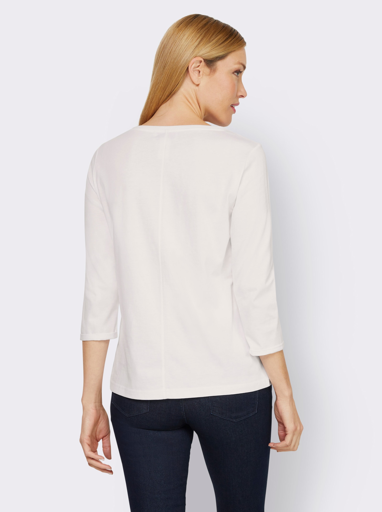 heine Shirt met 3/4-mouwen en opschrift - ecru