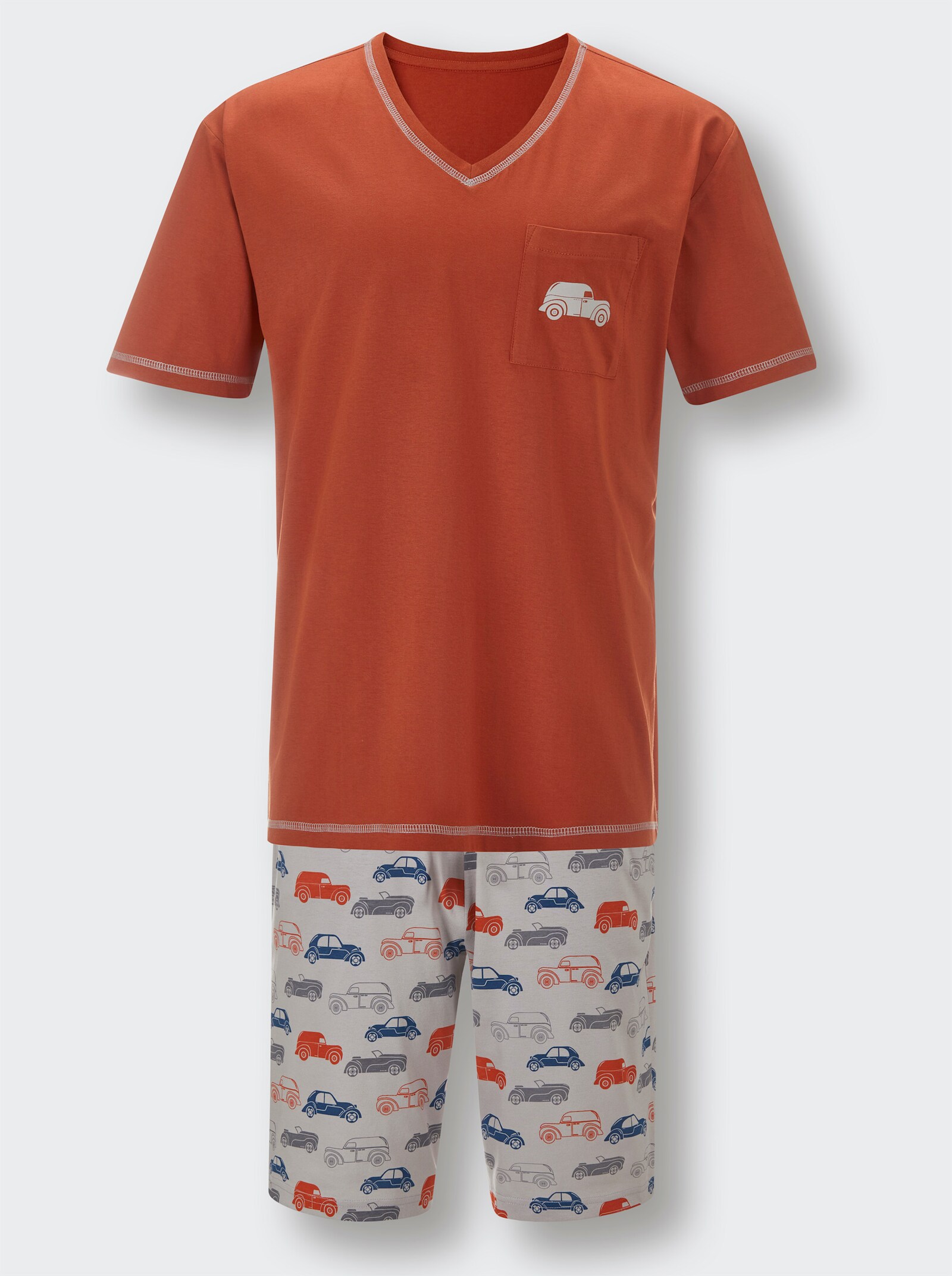 wäschepur men Shorty - rostrot-steingrau-bedruckt