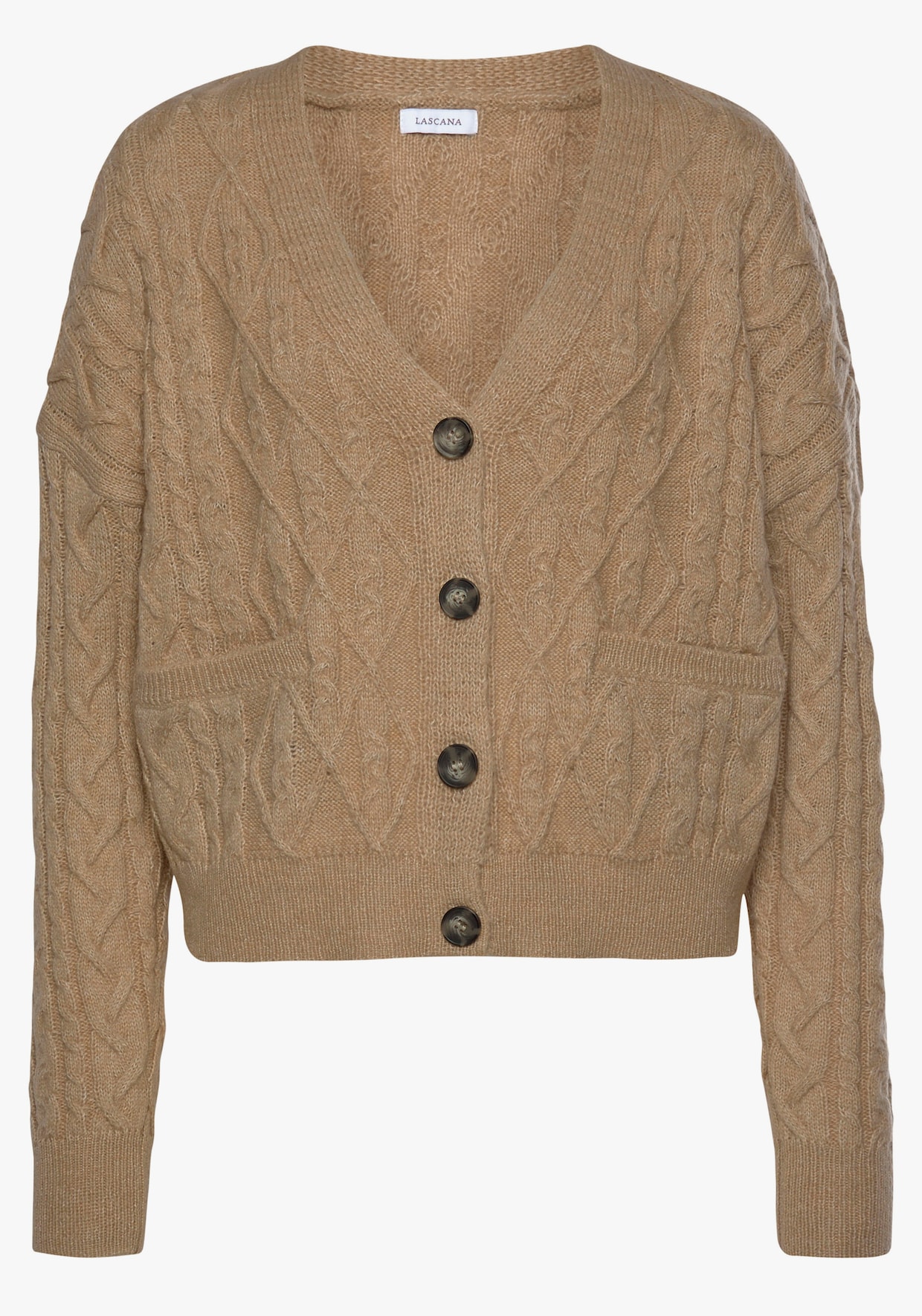 LASCANA Strickjacke - camelfarben