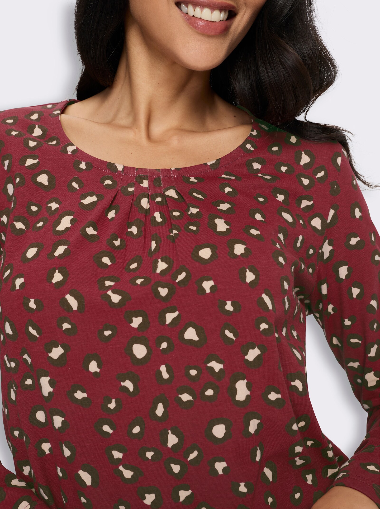Langarmshirt mit Animalmuster - bordeaux-schoko-bedruckt