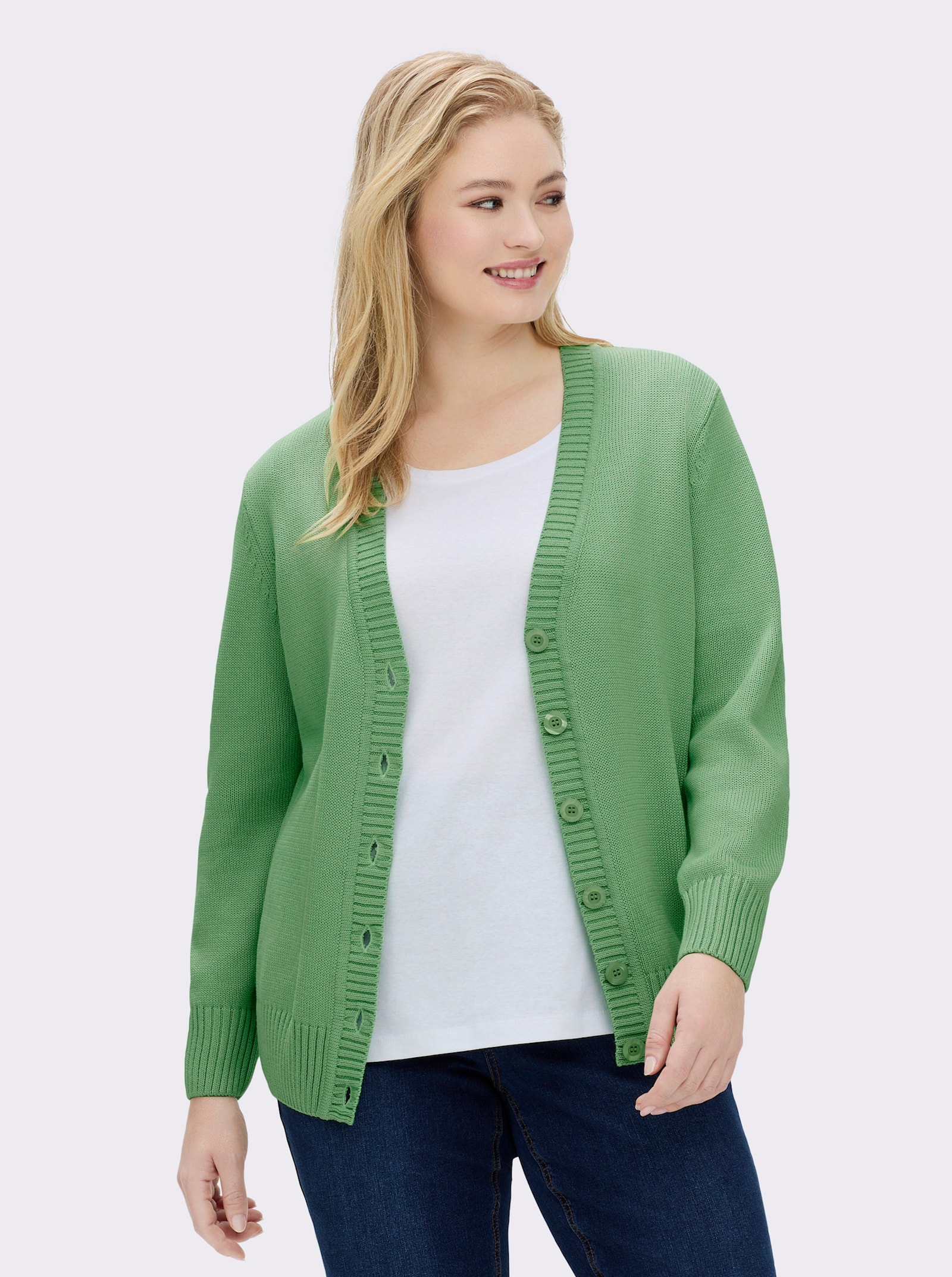 Strickjacke mit farblich abgestimmten Knöpfen - apfel