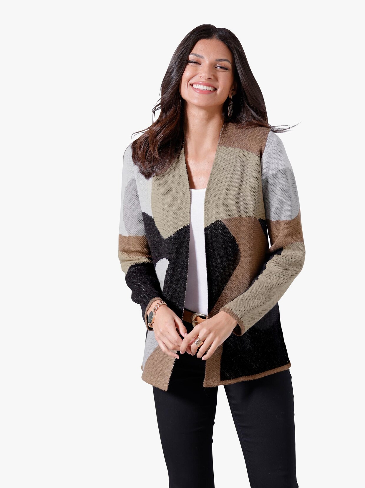 Vest - bruin/beige gedessineerd