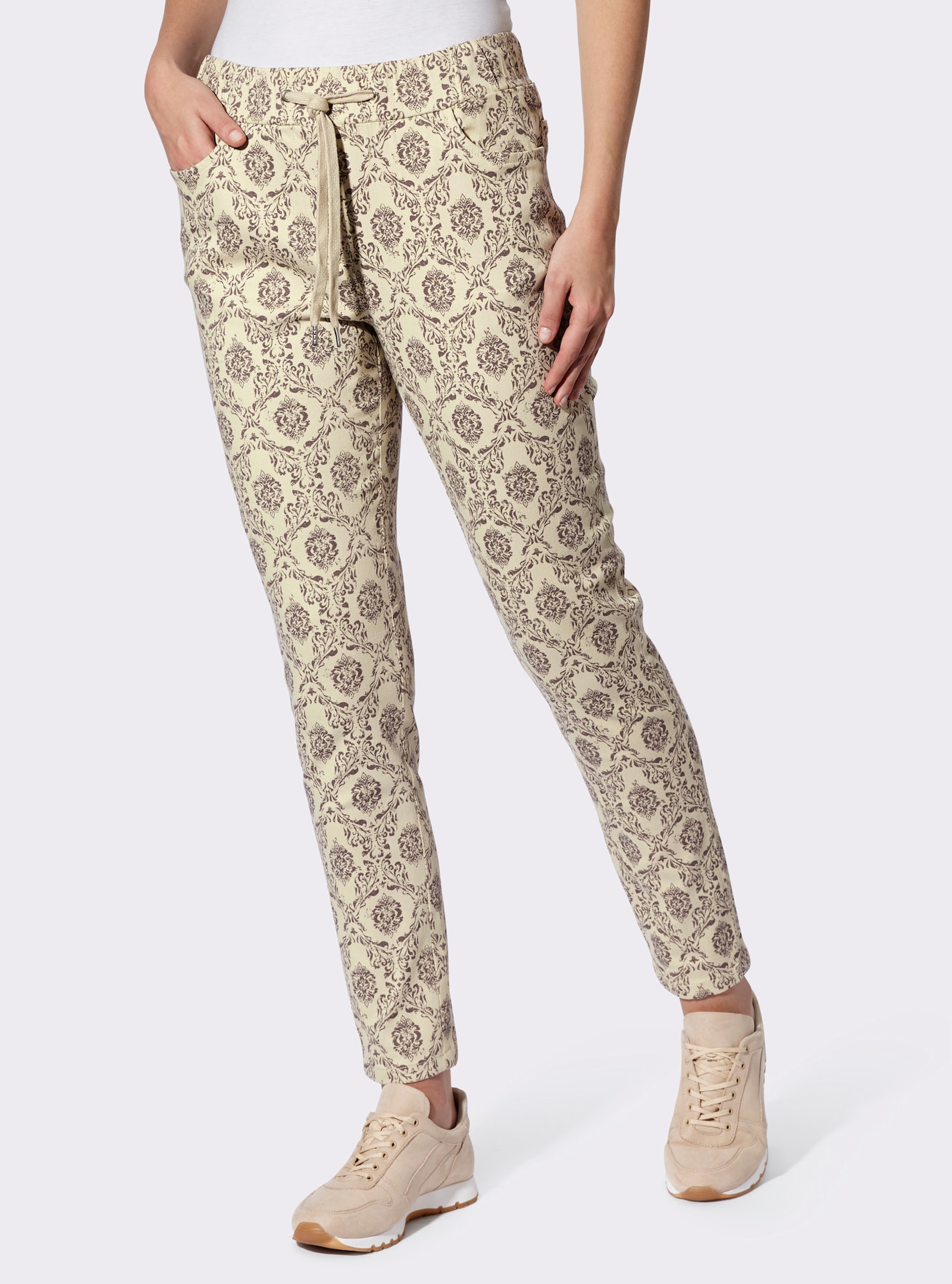 heine Jogg Pants mit Ornament-Druck - sand-dunkeltaupe-bedruckt