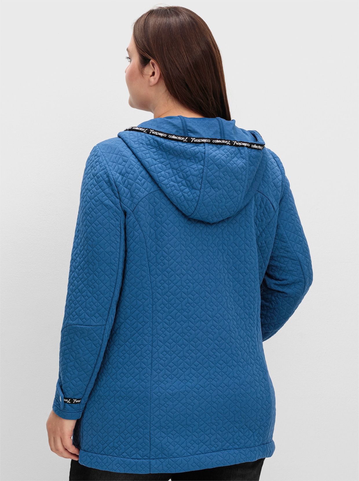 Shirtjacke in strukturierter Qualität, kontrastfarbene Details - jeansblau