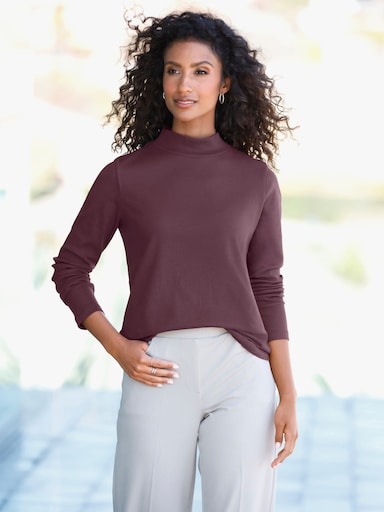 heine Stehkragenshirt in Feinripp-Qualität - burgund