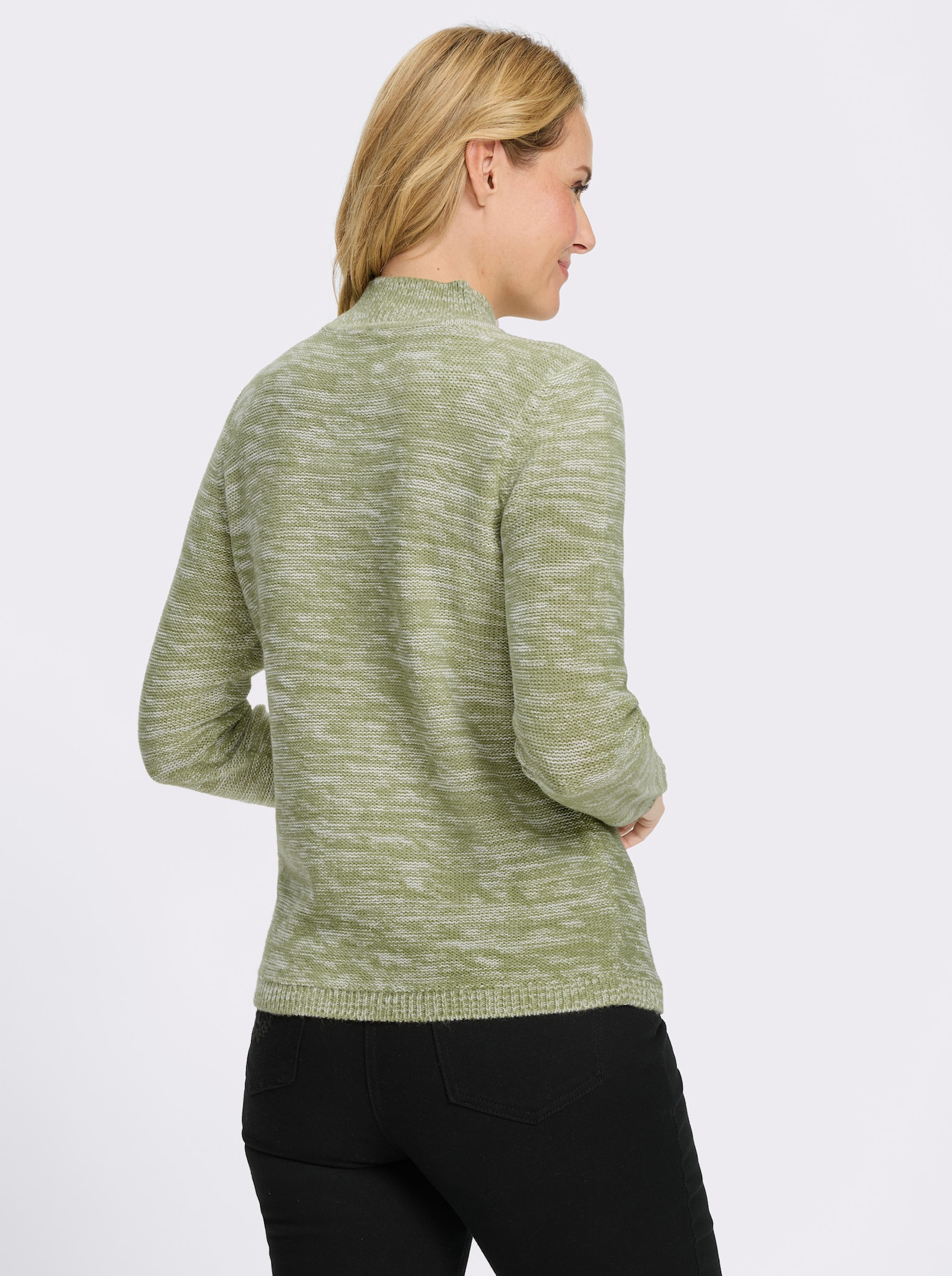Stehkragenpullover aus Melange-Strick - schilf-meliert