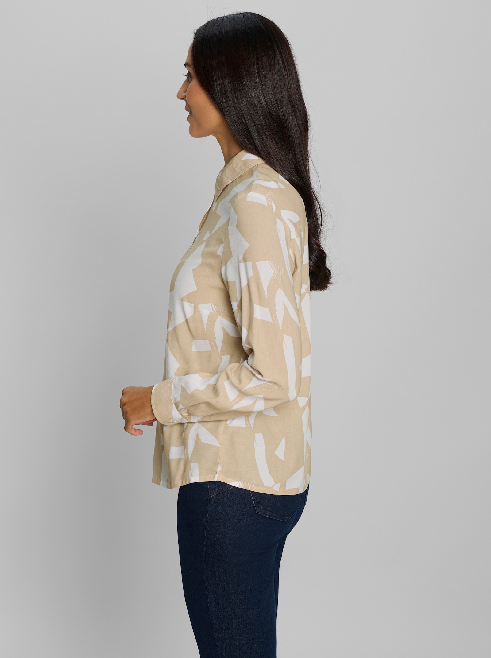 heine Hemdbluse mit Druckdessin - ecru-beige-bedruckt