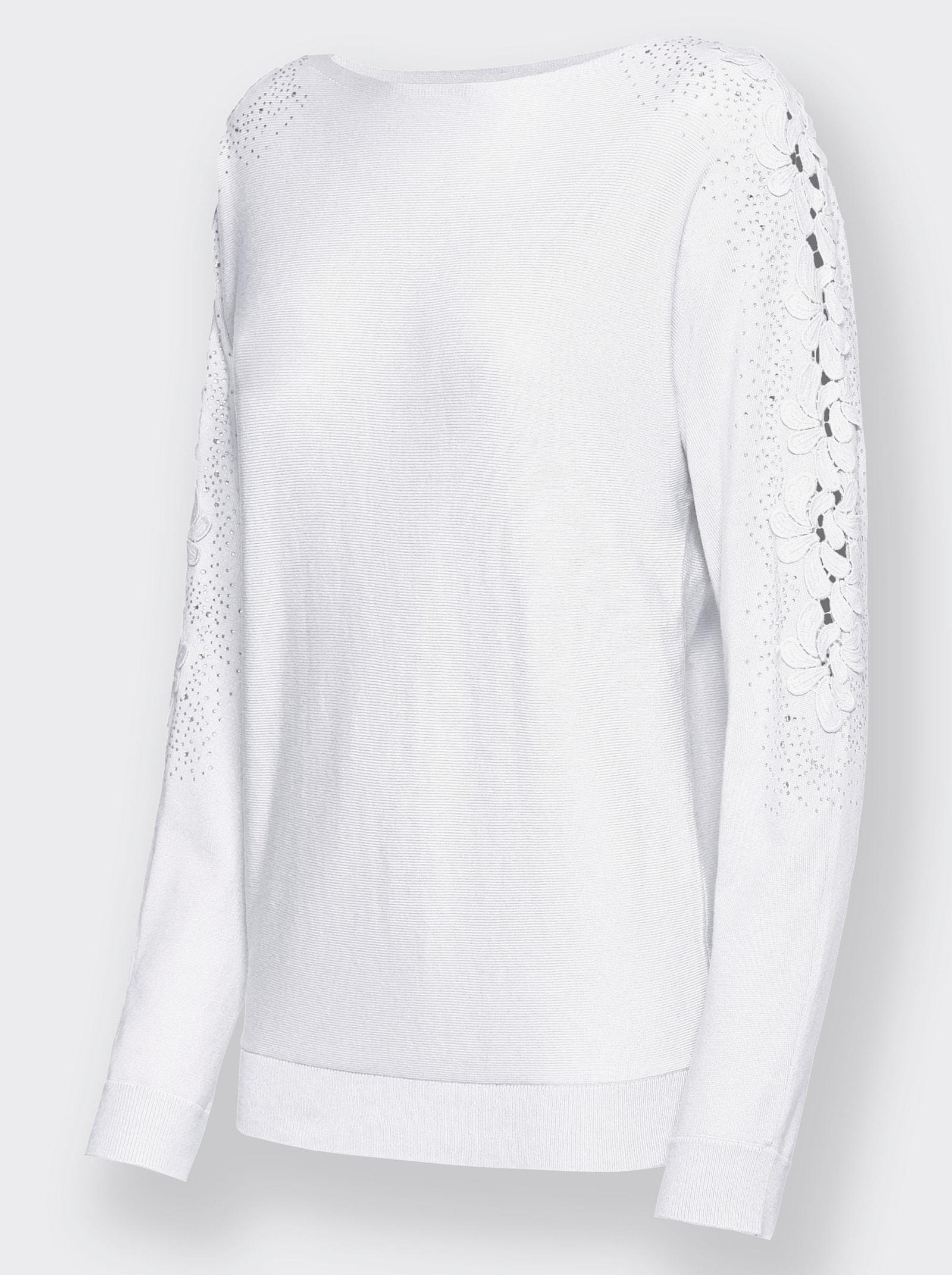 Fledermauspullover mit Glitzersteinchen - ecru