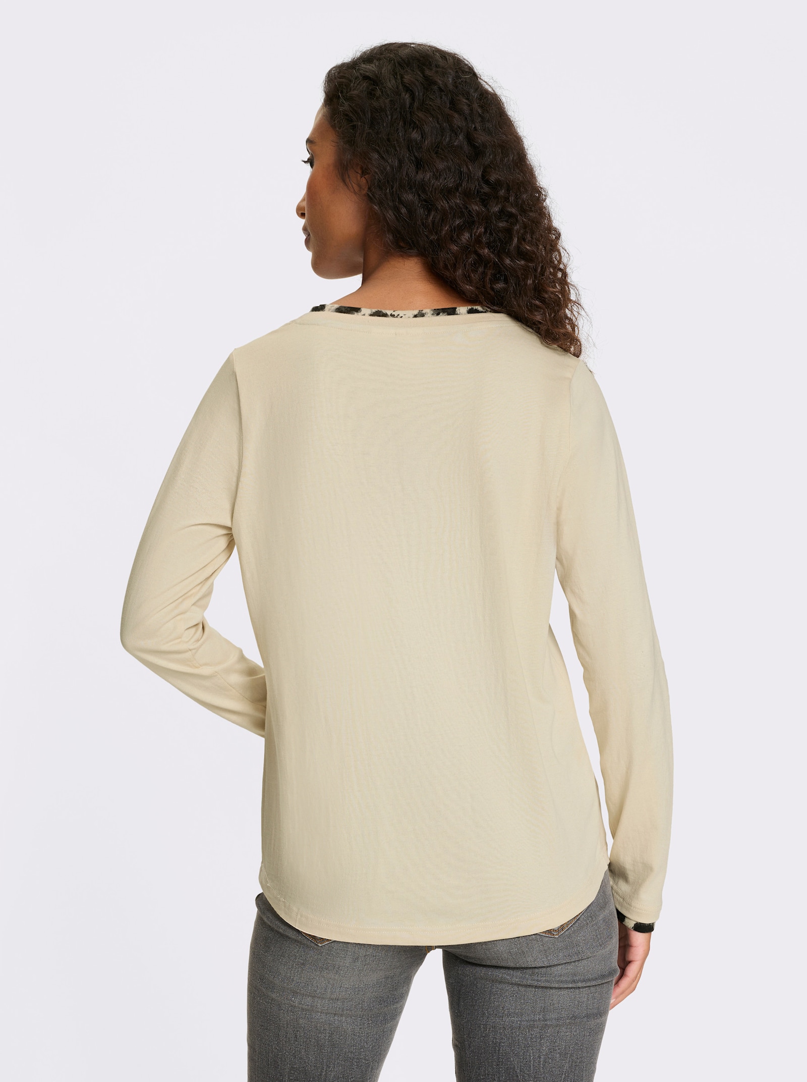 heine Langarmshirt mit Animalprint-Details - sand