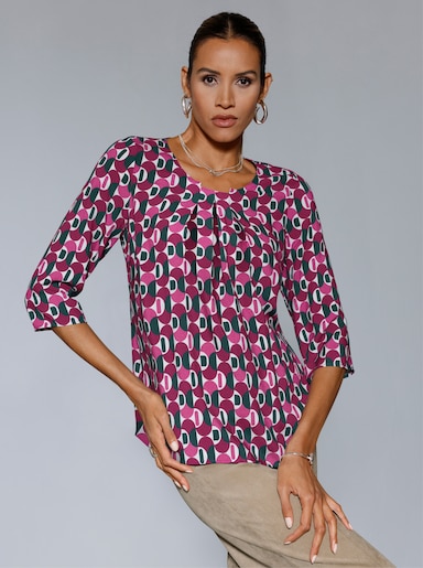 Druckbluse mit Seitenschlitzen - erika-malve-bedruckt