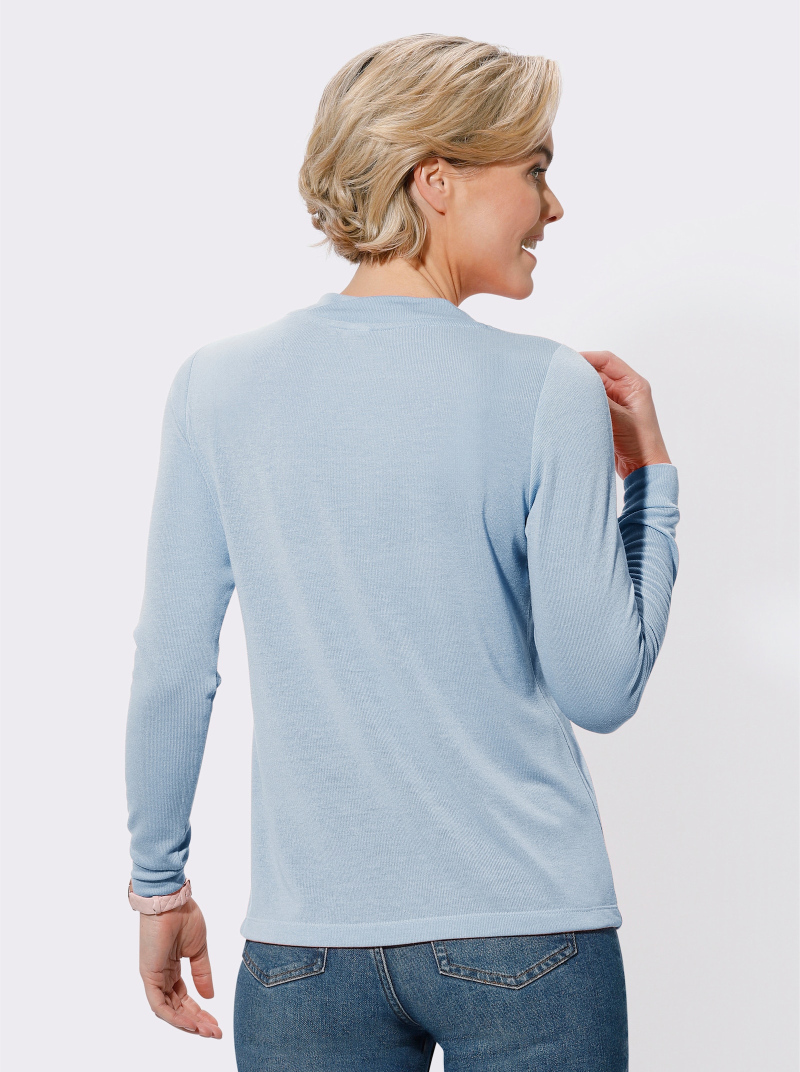 Langarmshirt mit angerauter Innenseite - hellblau