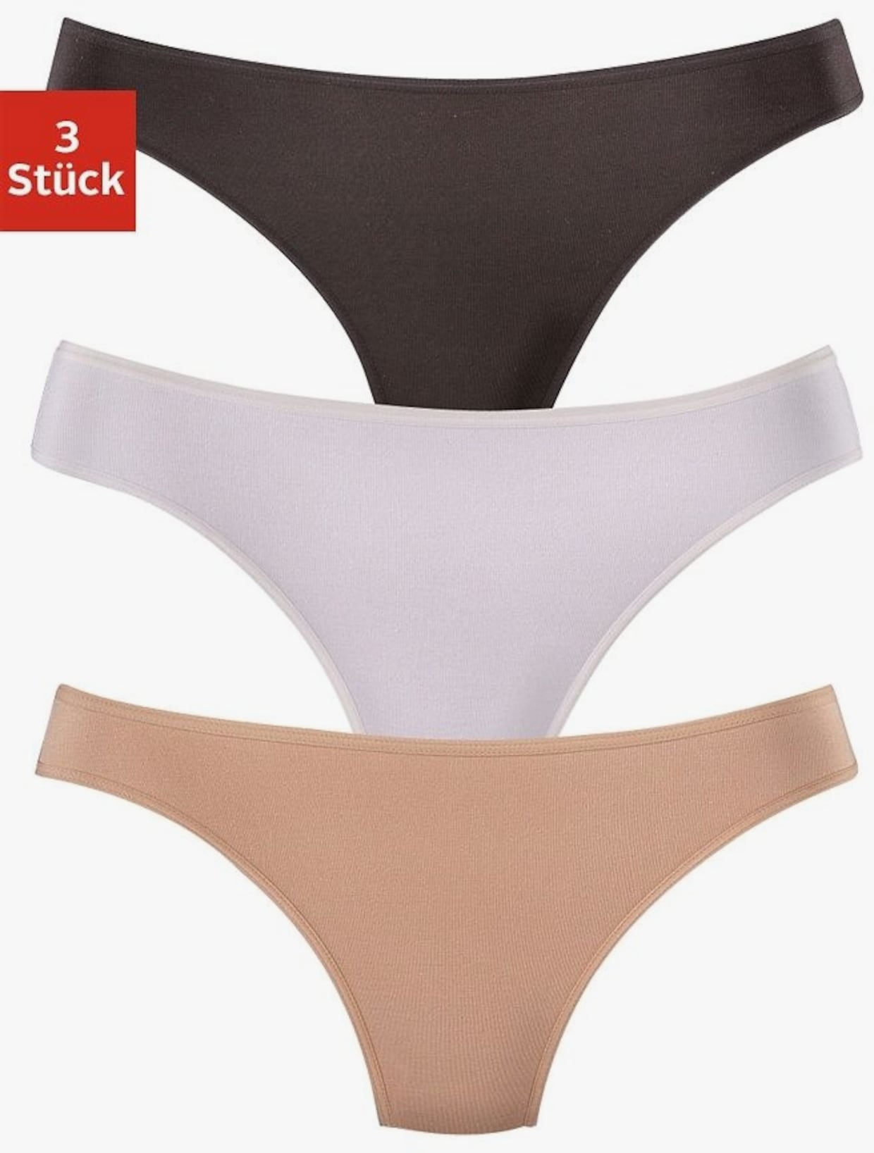 LASCANA String - zwart, wit, beige