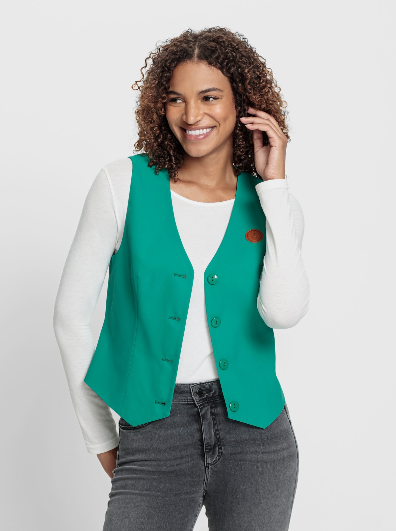 Weste mit spitz zulaufendem Saum - smaragd