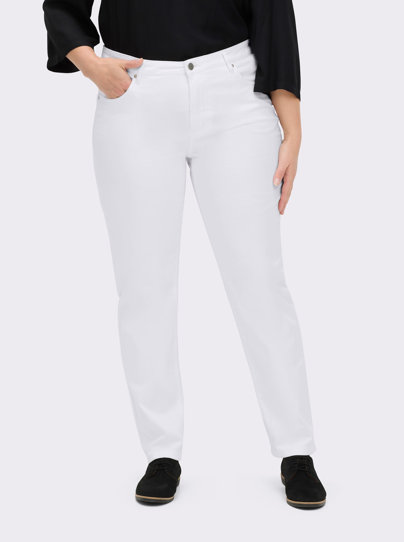 5-Pocket-Jeans mit bestickten Gesäßtaschen - weiß