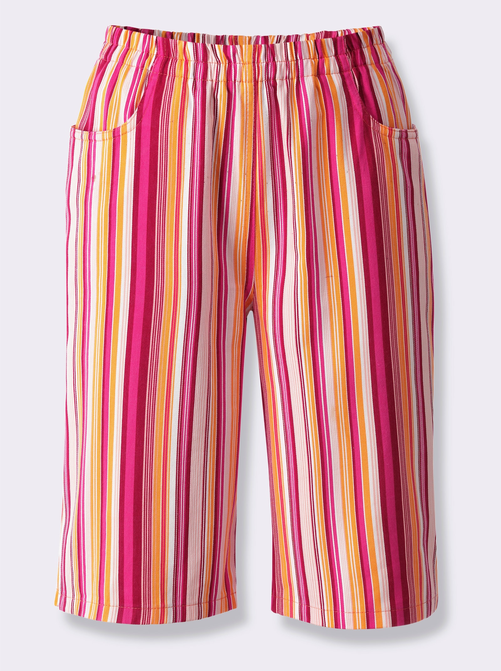 Bermudas mit Rundum-Dehnbund - apricot-rot-gestreift