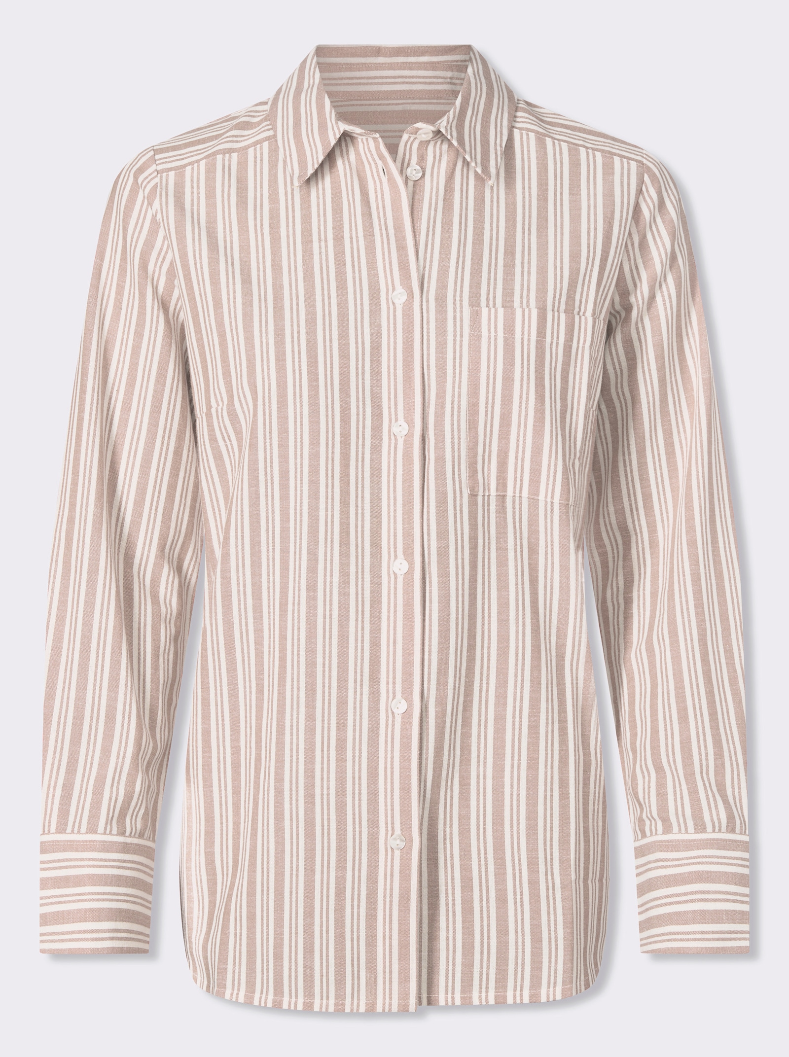 heine Gestreifte Bluse mit Leinen-Anteil - ecru-sesam-gestreift