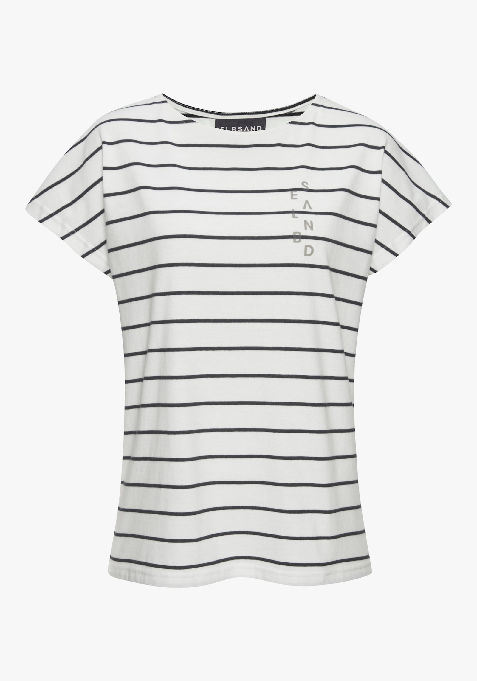 Elbsand Kurzarmshirt - weiß-marine gestreift