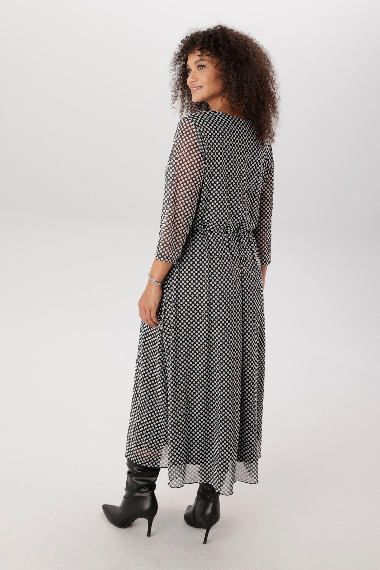 Aniston PLUS Meshkleid - schwarz-weiß